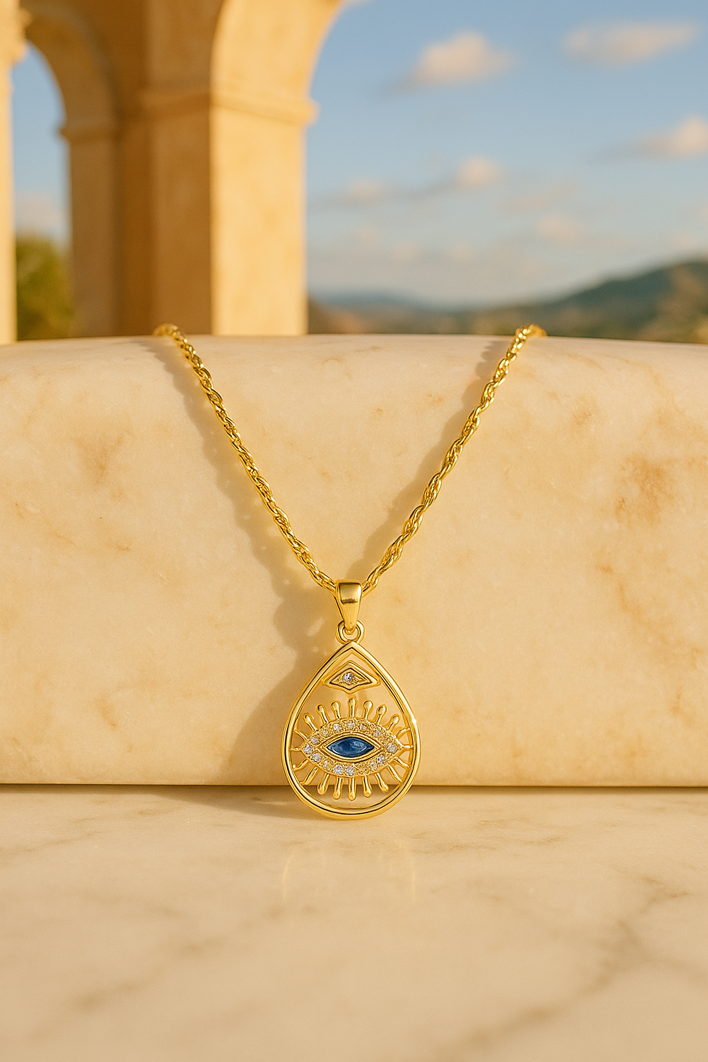 Droplet Eye Pendant Necklace