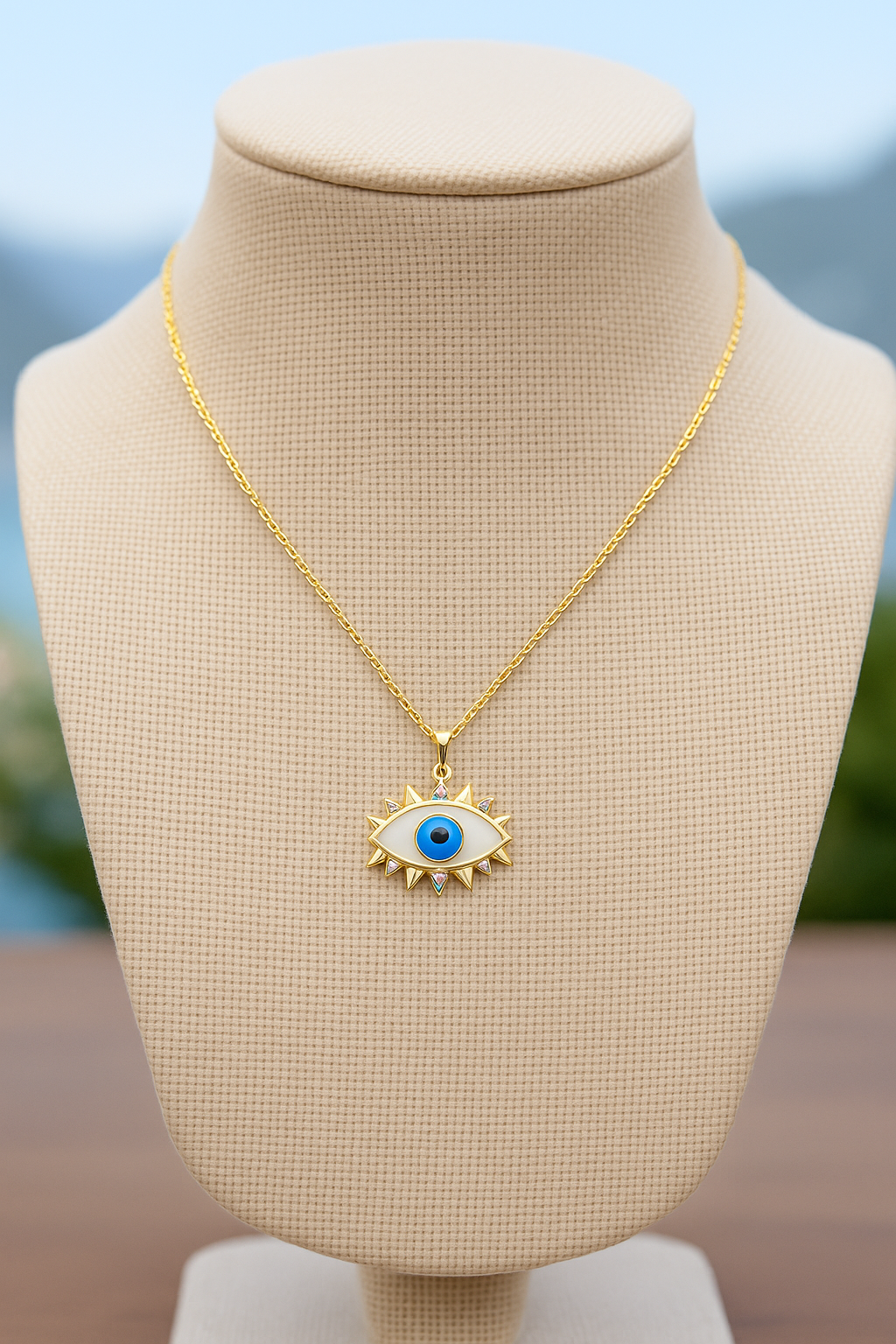 Gold plated Evil eye Pendant Necklace