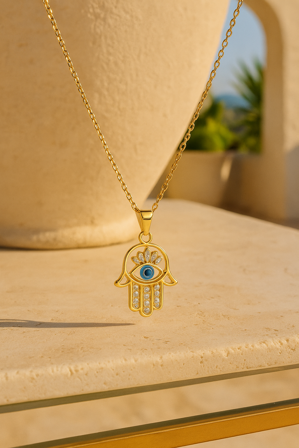 Gold plated Evil eye Pendant Necklace