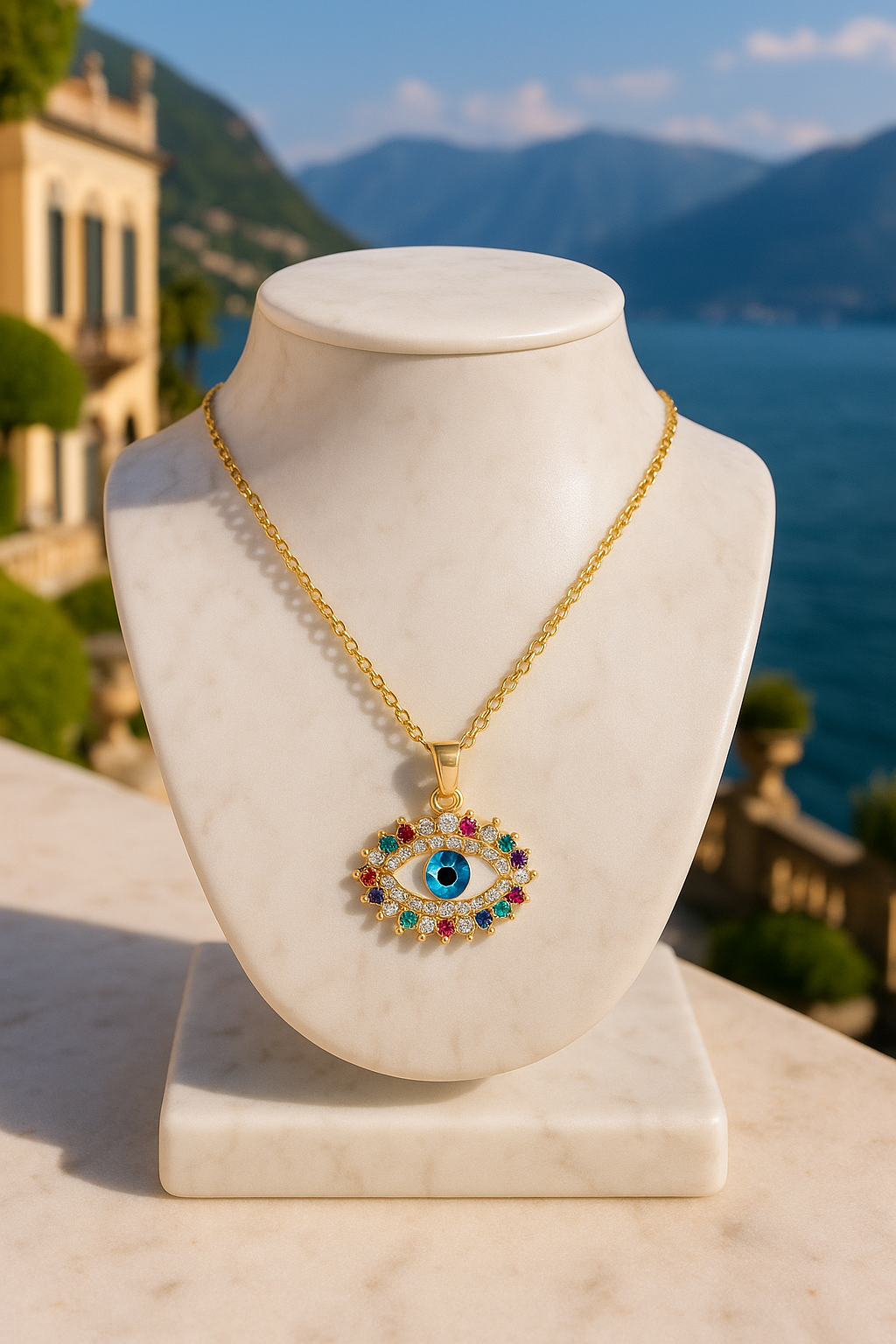 Gold plated Evil eye Pendant Necklace