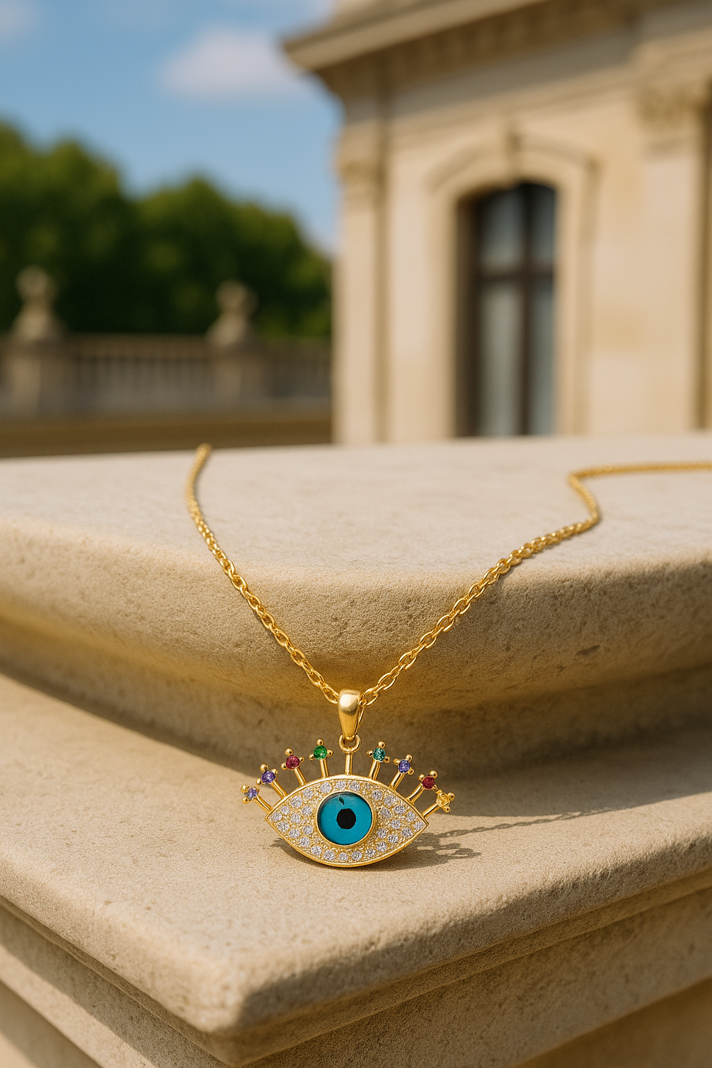 Gold plated Evil eye Pendant Necklace