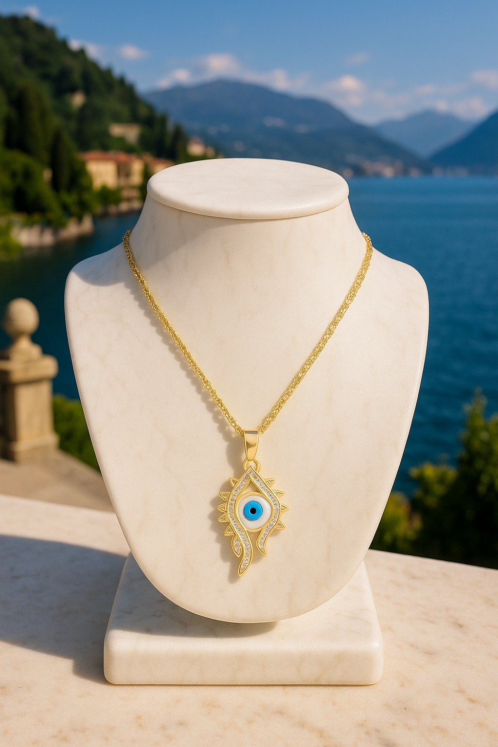 Gold plated Evil eye Pendant Necklace