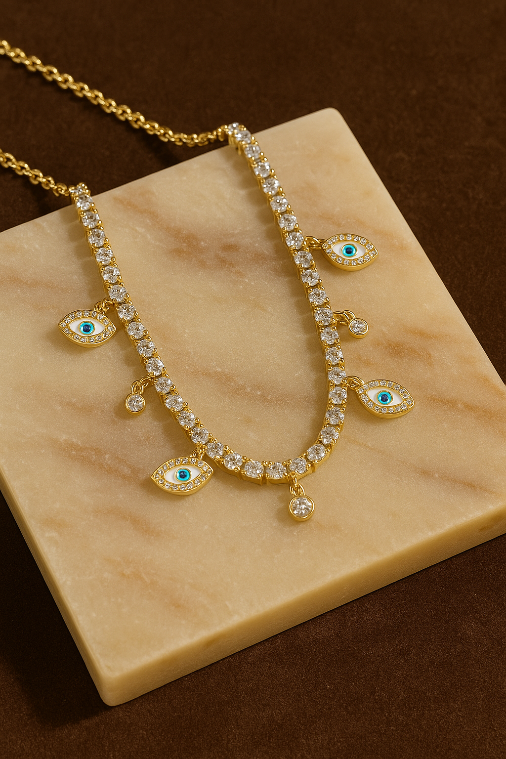 Tennis Chain Evil Eye Necklace