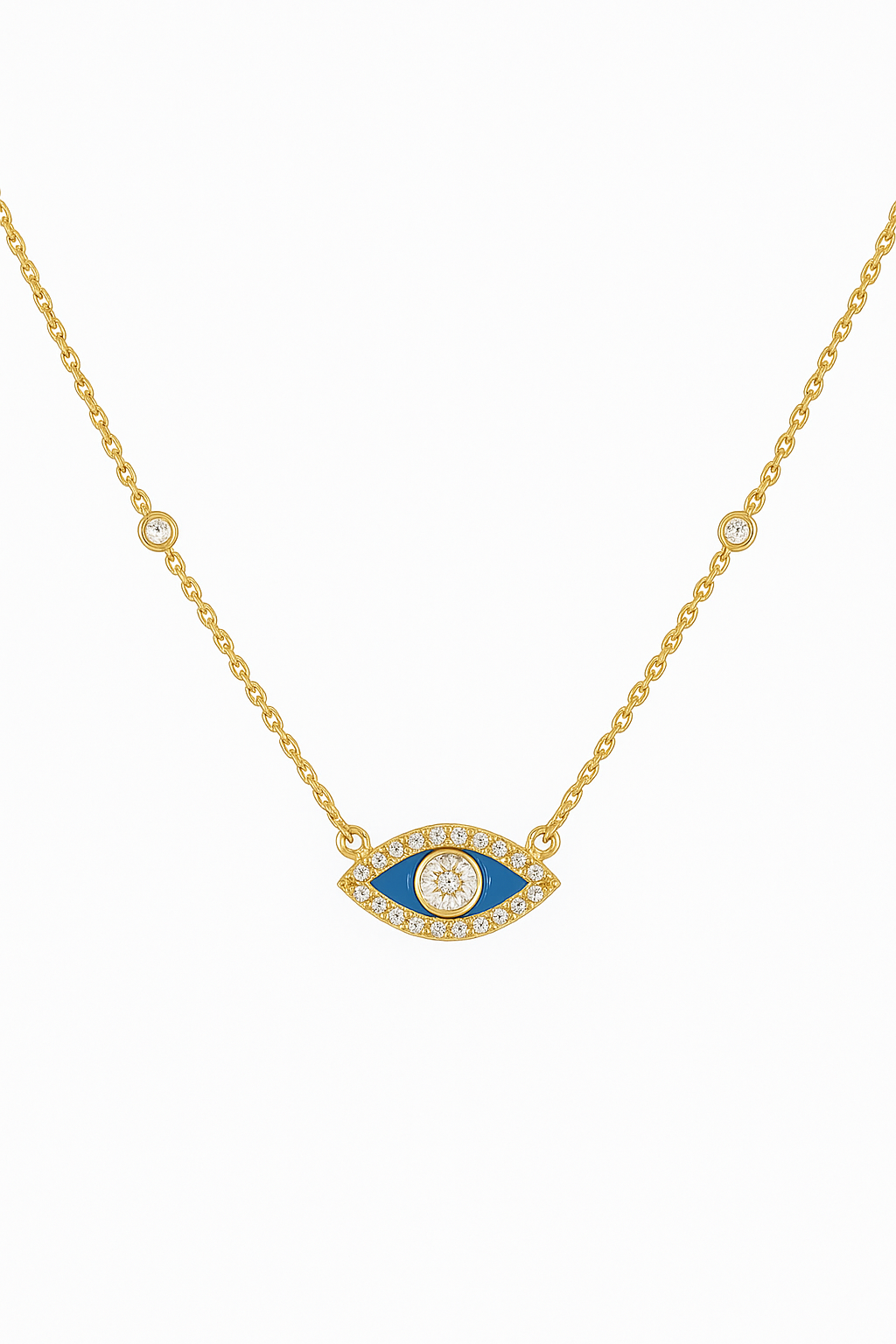 Golden Aura Evil Eye Blue Necklace