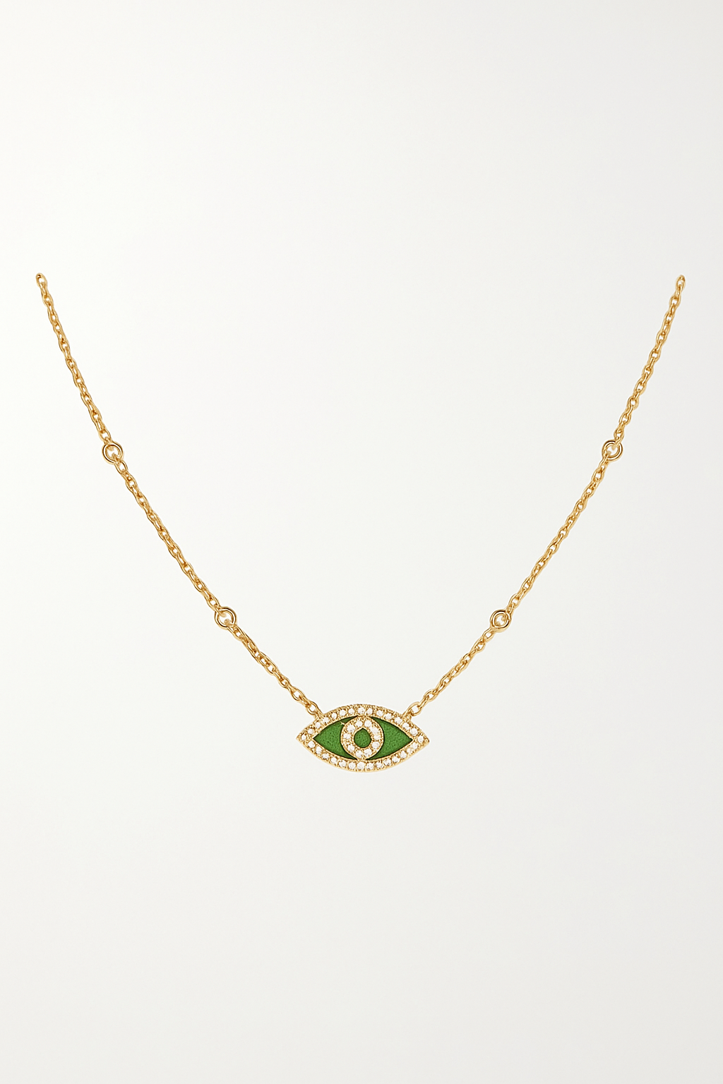 Golden Aura Evil Eye Green Necklace