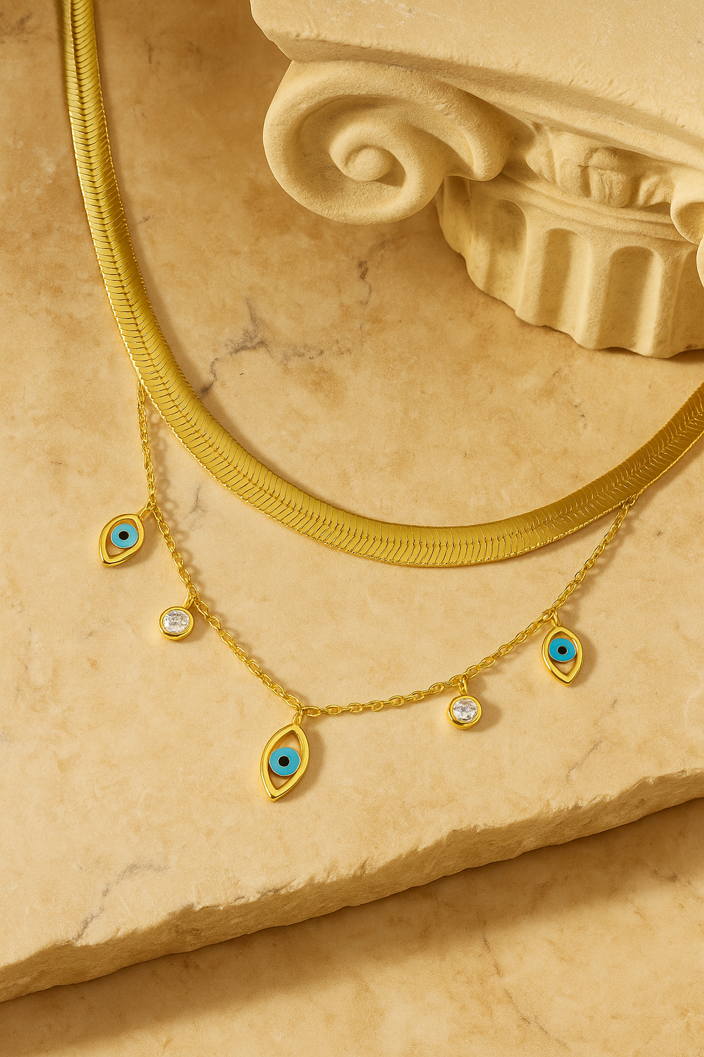 Evil Eye Rhinestones Layered Necklace