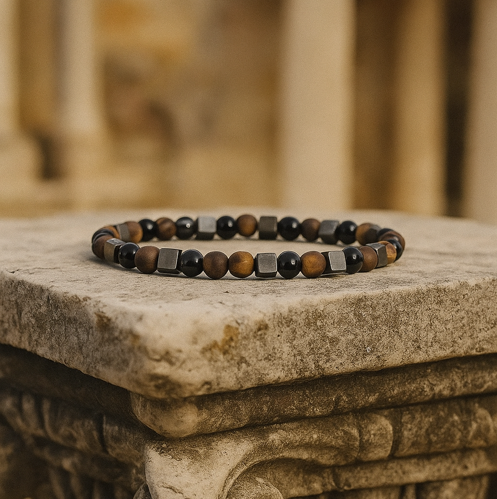 Men's Gemstone Bracelet Onyx and Hematite