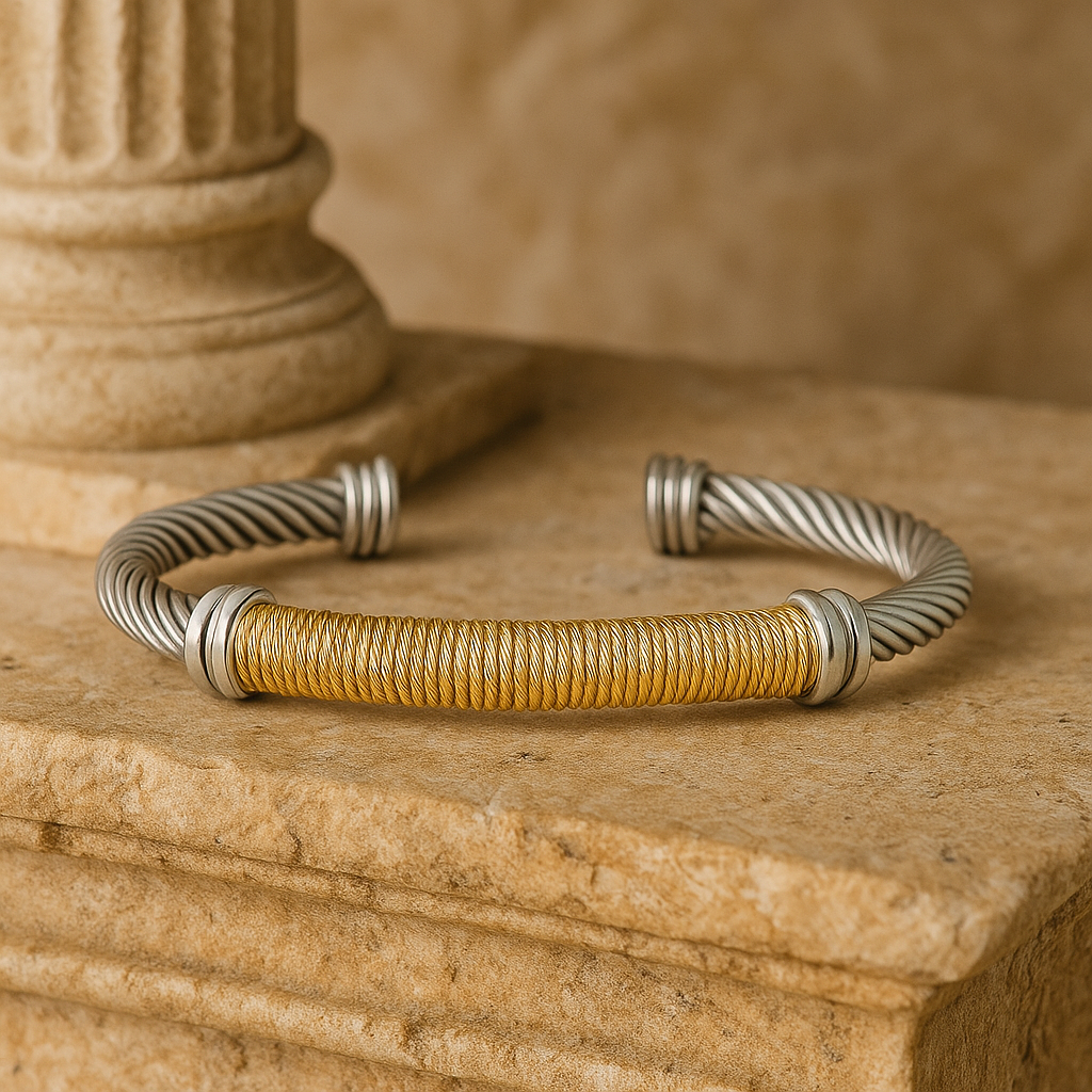 Stainless Steel Adjustable C-Shaped Bangle Bracelet