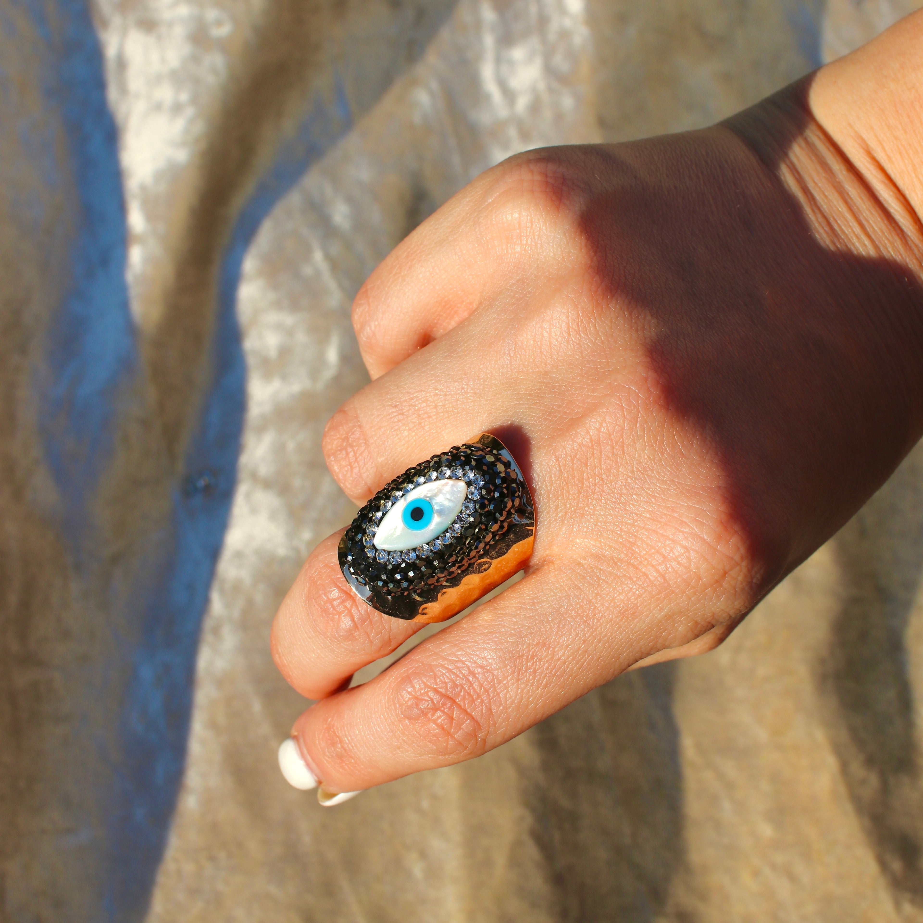 Rose Gold Handwork Natural Evil Eye Ring