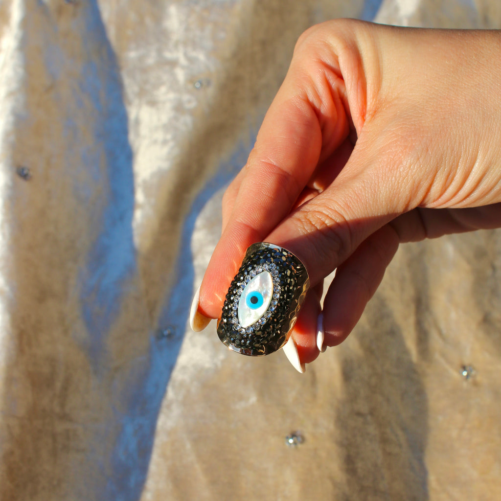 Gold Handwork Natural Evil Eye Ring