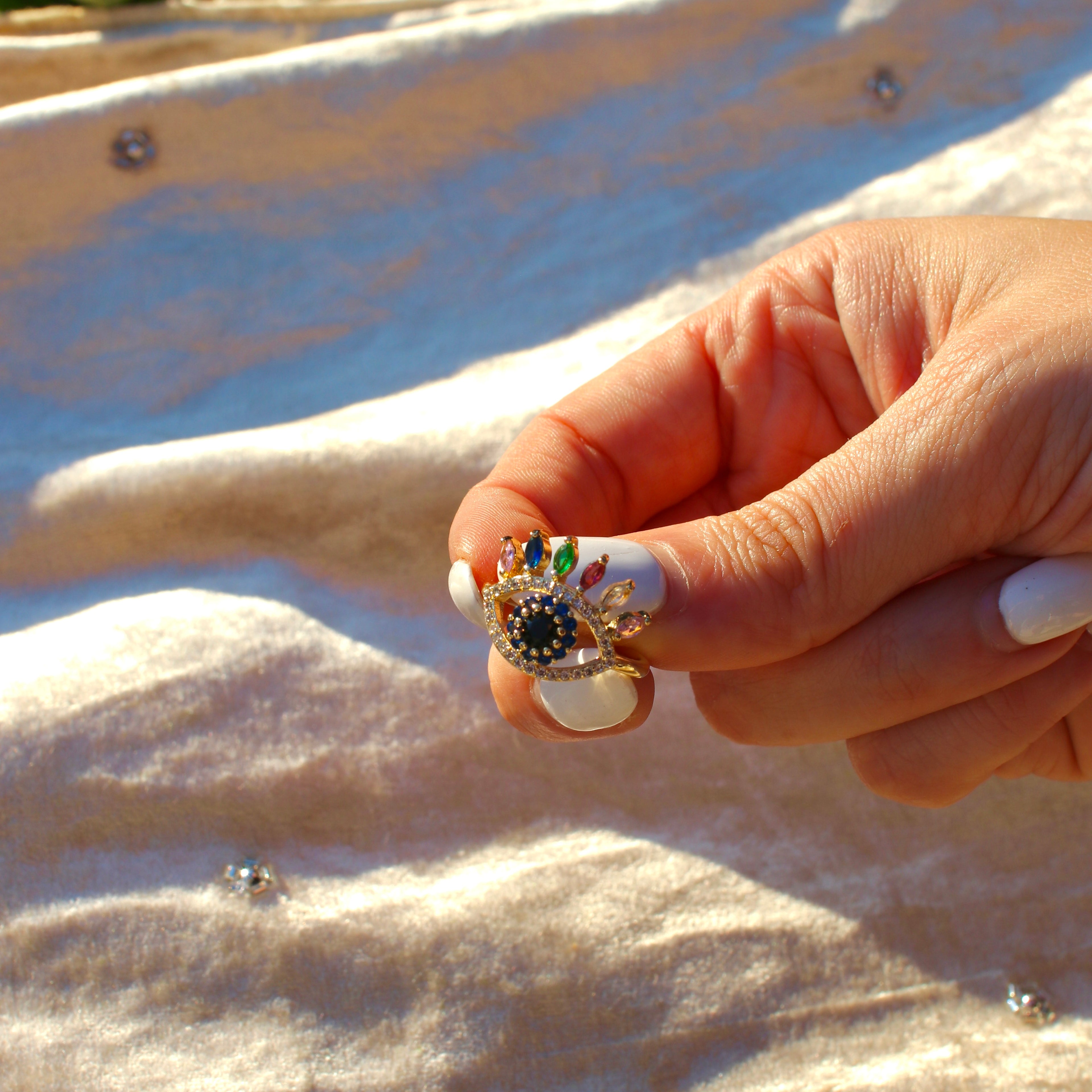Evil Eye Ring with Gem Stones