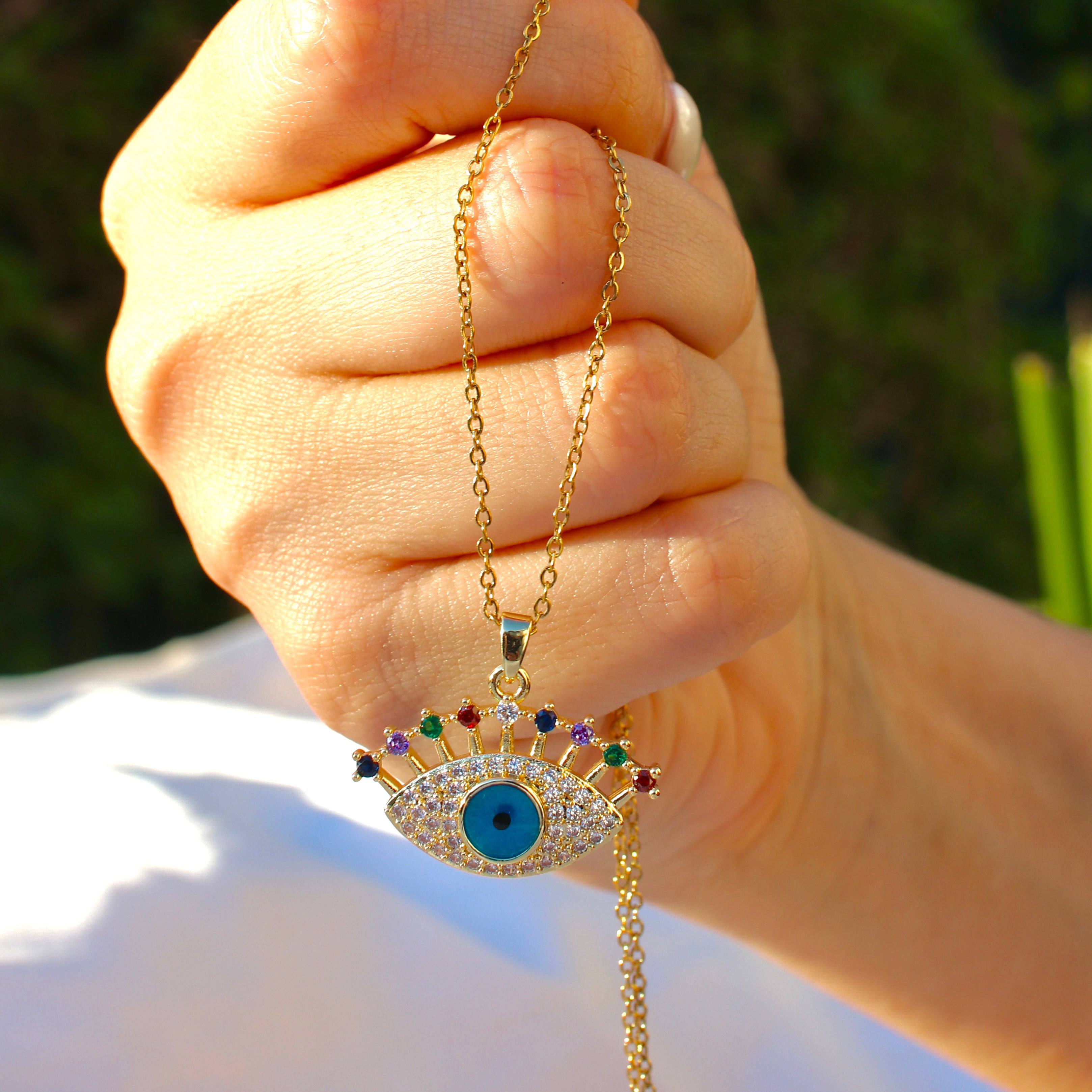 Gold plated Evil eye Pendant Necklace