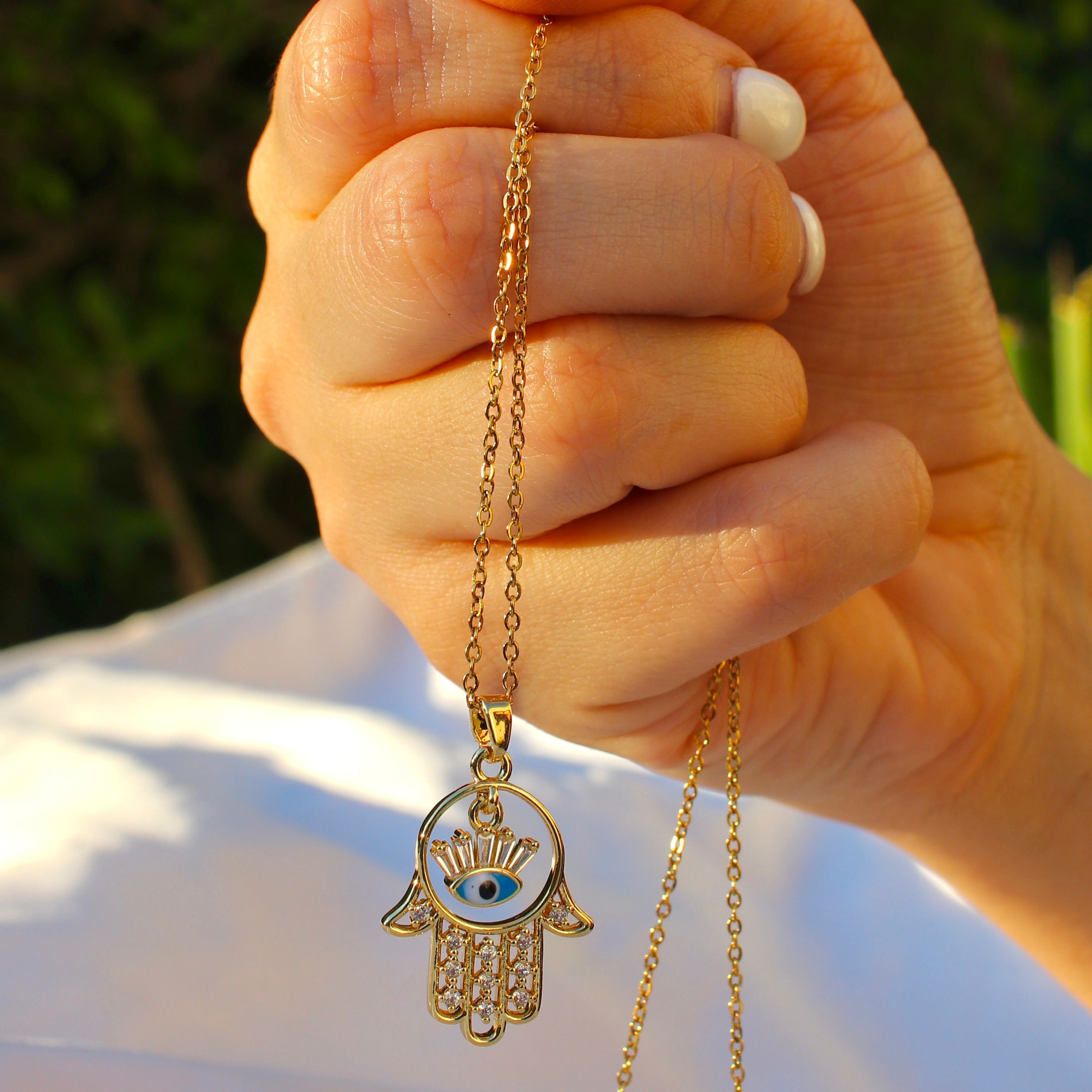 Gold plated Evil eye Pendant Necklace