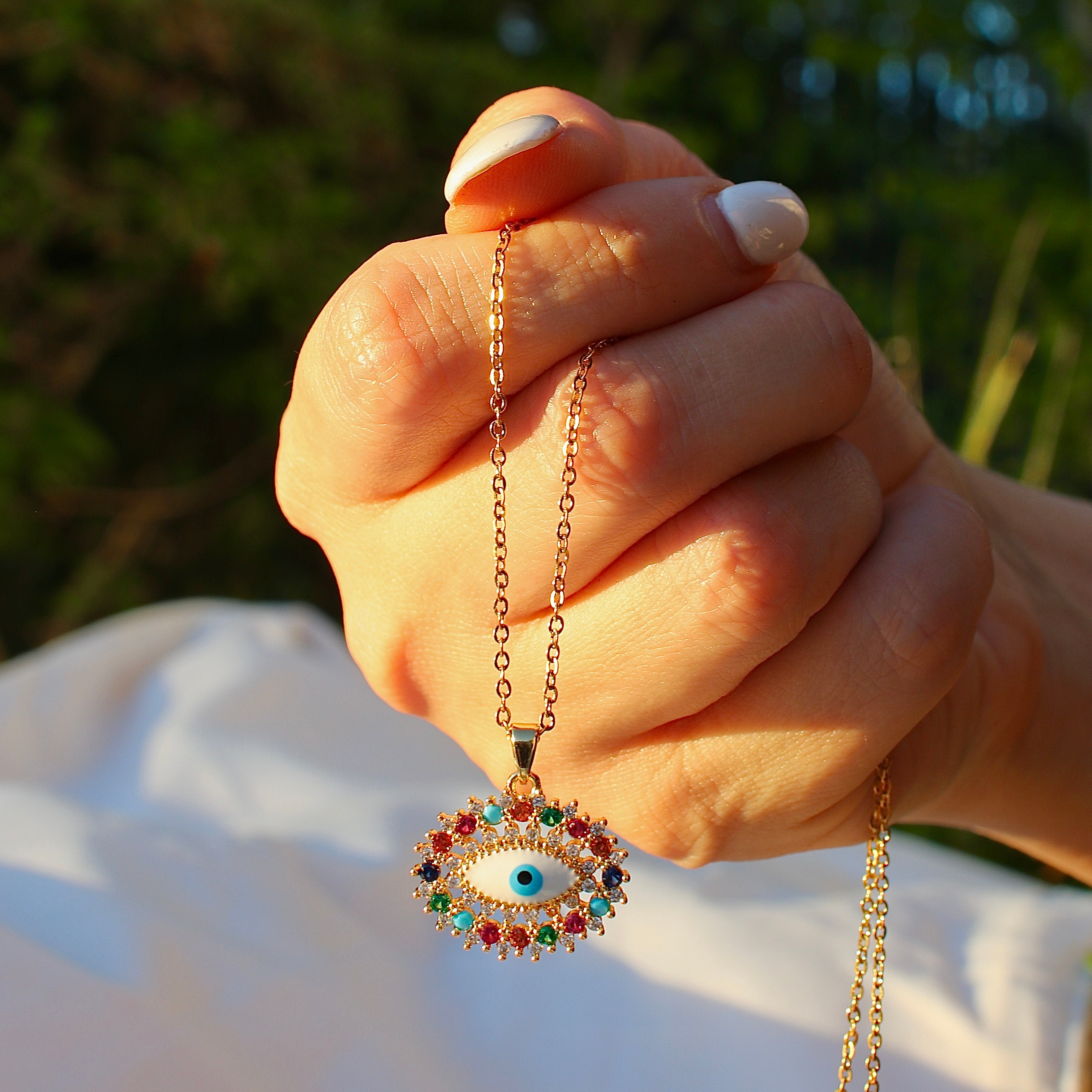 Gold plated Evil eye Pendant Necklace