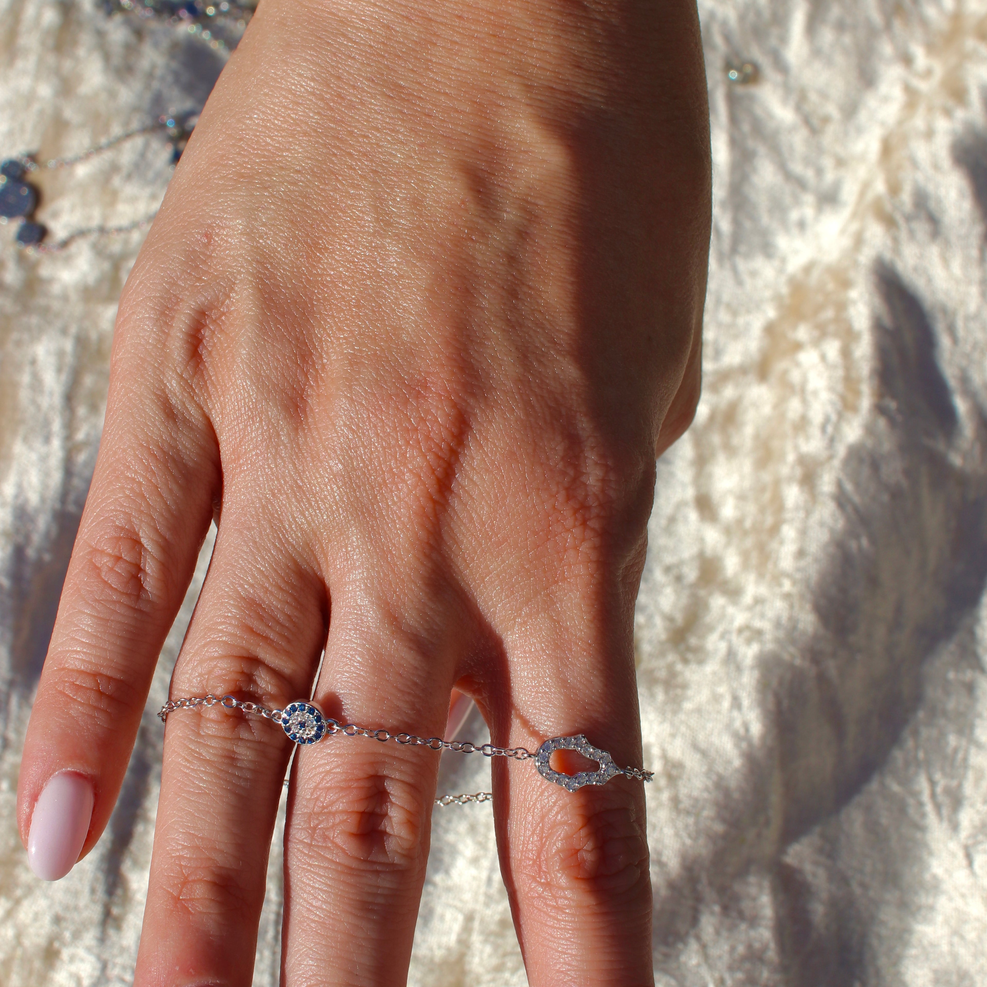 Silver Evil Eye & Hamsa Bracelet