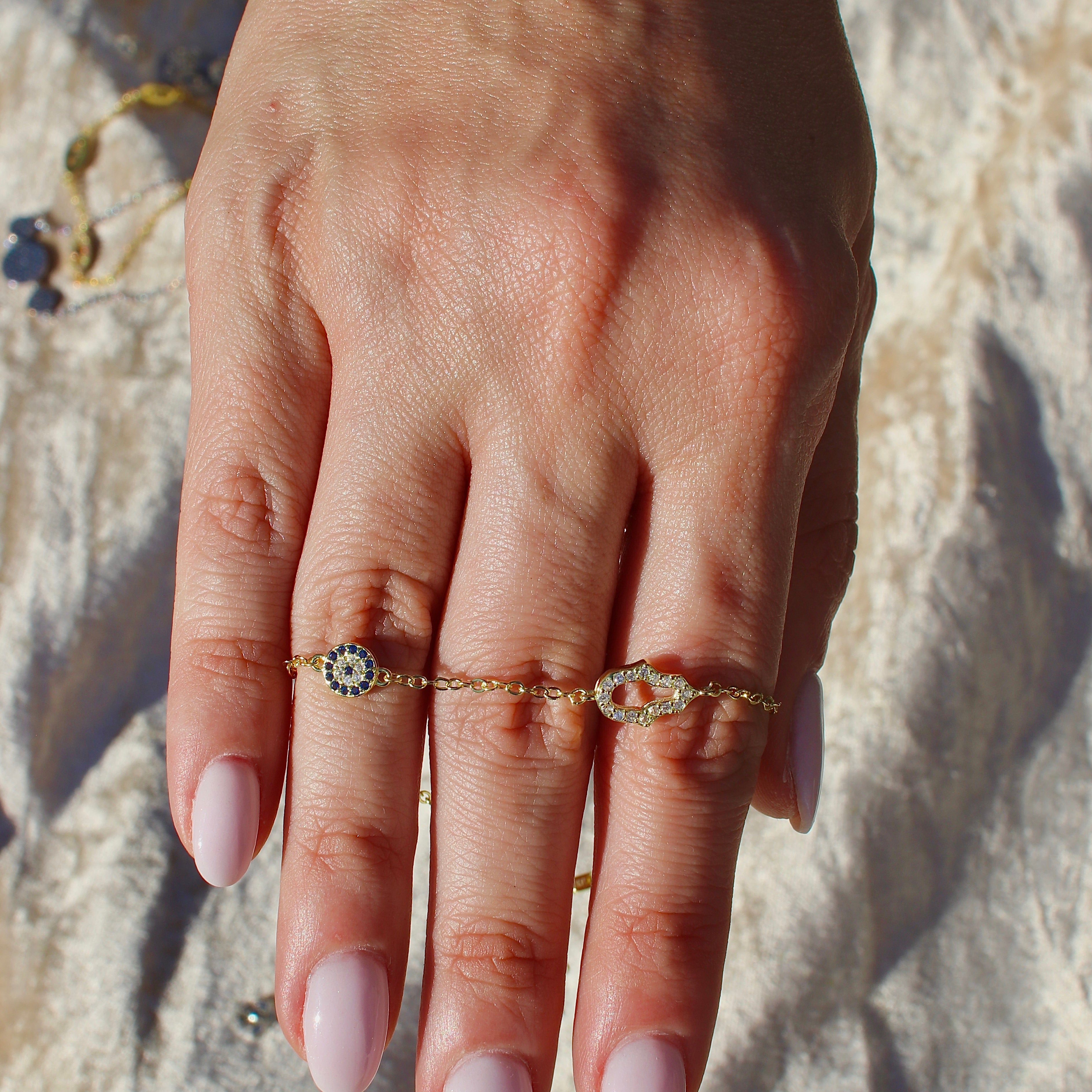 Gold Evil Eye & Hamsa Bracelet