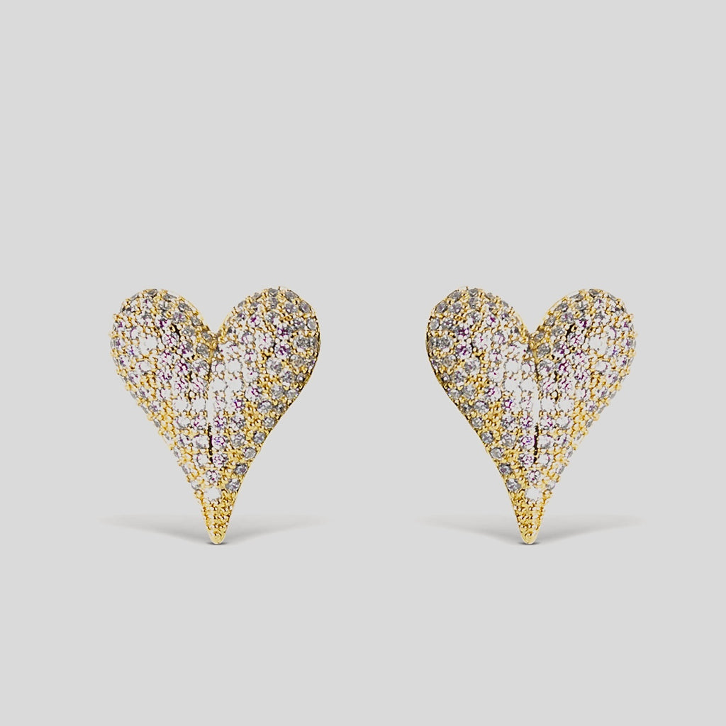 Gold Heart Shaped Ear Studs