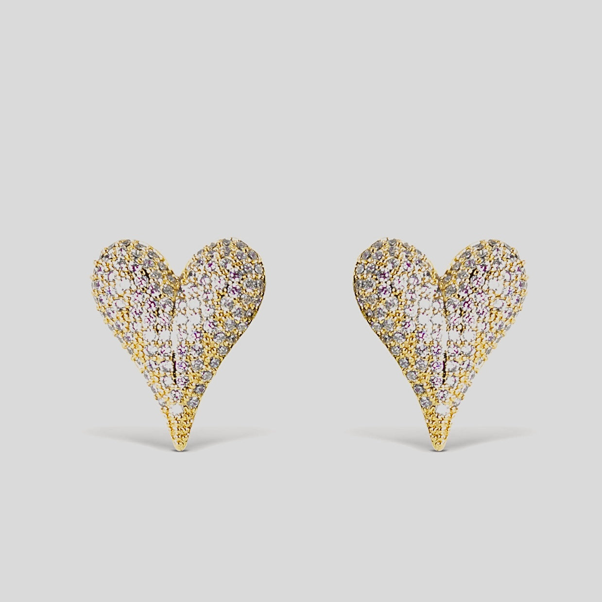 Gold Heart Shaped Ear Studs
