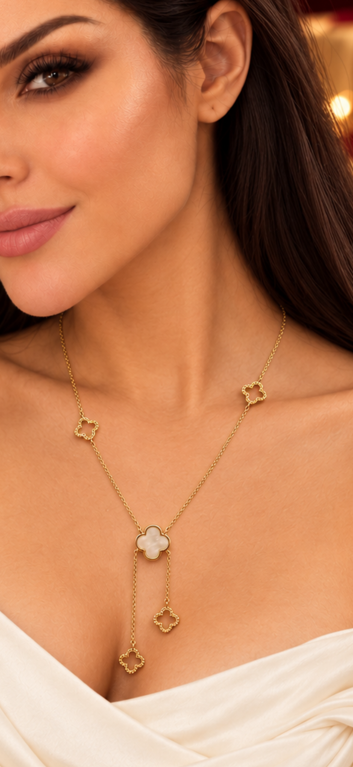 Celeste Ivory Clover Lariat Necklace