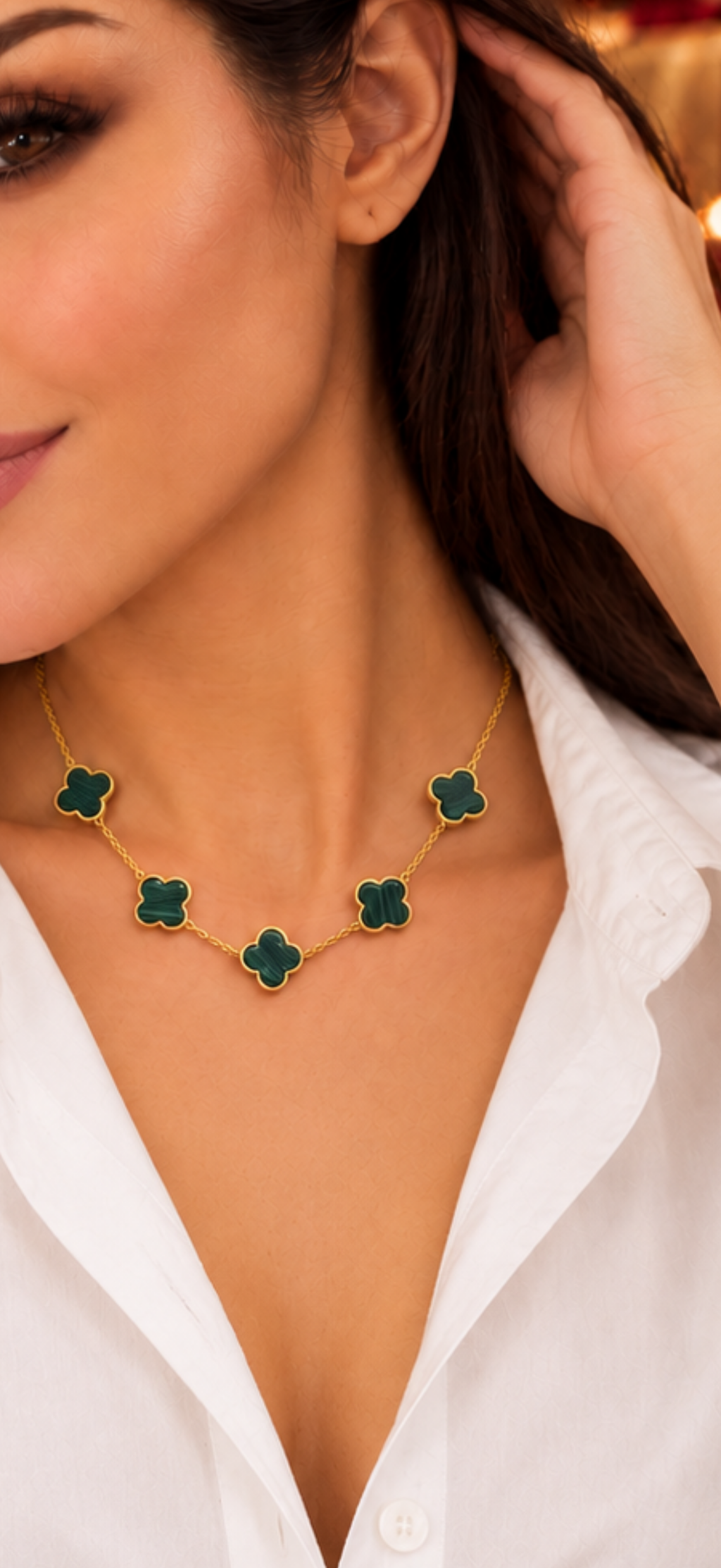 Vivienne Green Clover Statement Necklace