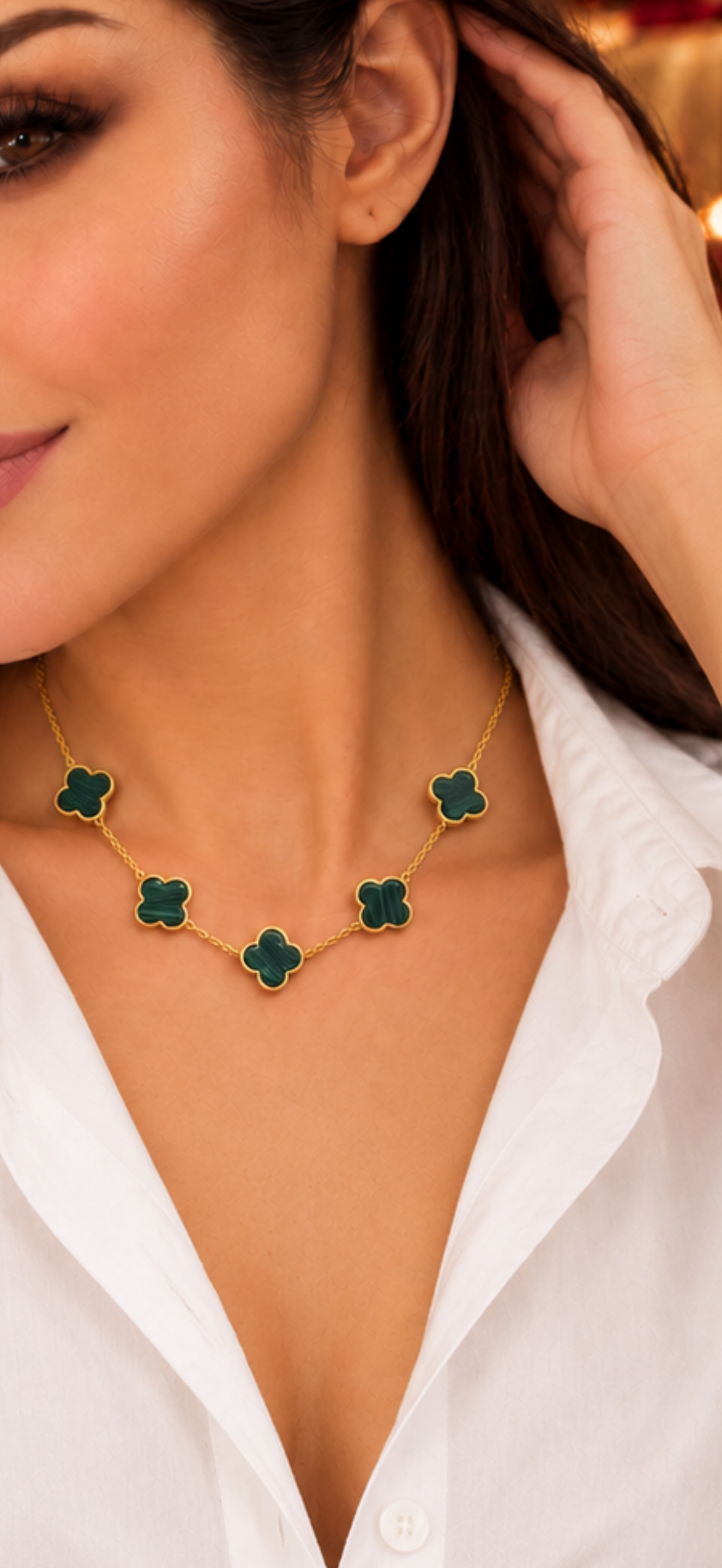 Vivienne Green Clover Statement Necklace