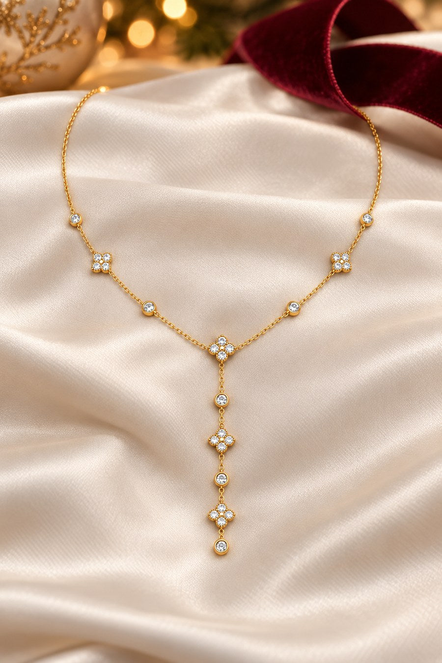 Gold Plated Fleur Lariat Necklace