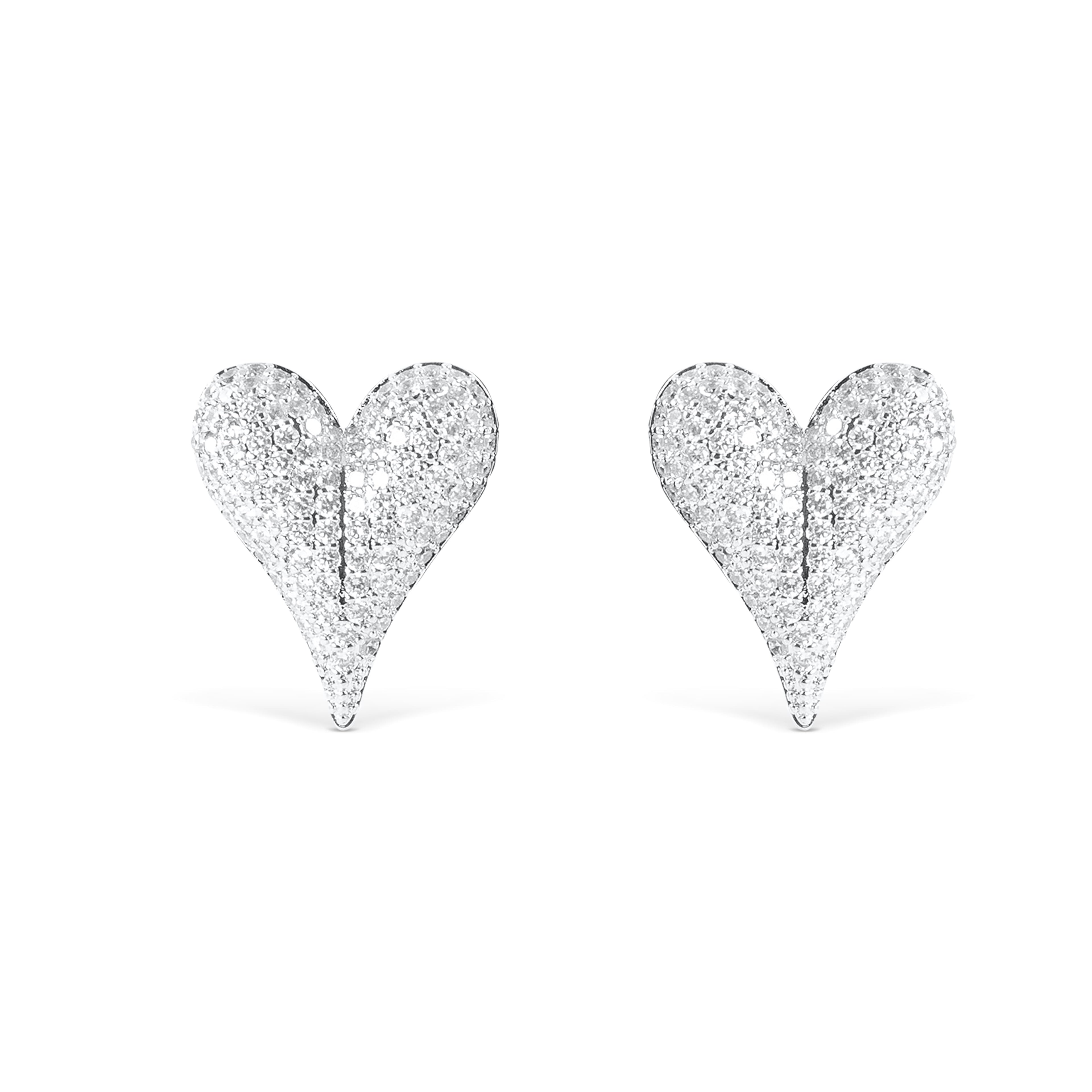 Silver Heart Shaped Ear Studs