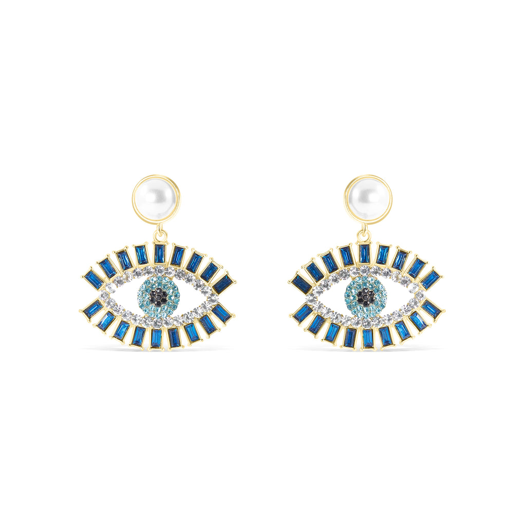 Blue Pearl Eye Earrings