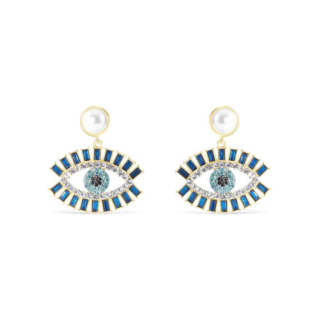 Blue Pearl Eye Earrings