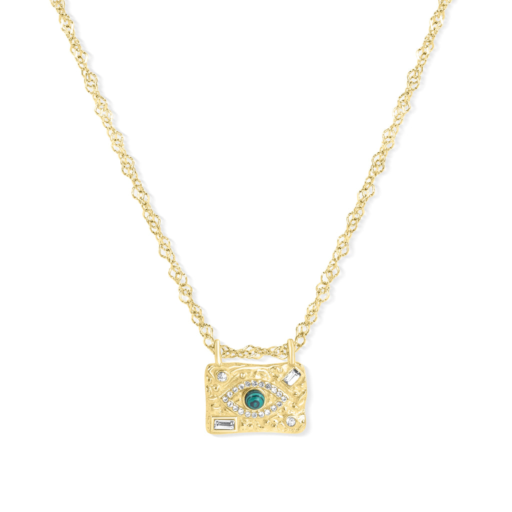 Green Rhinestone Pendant Necklace