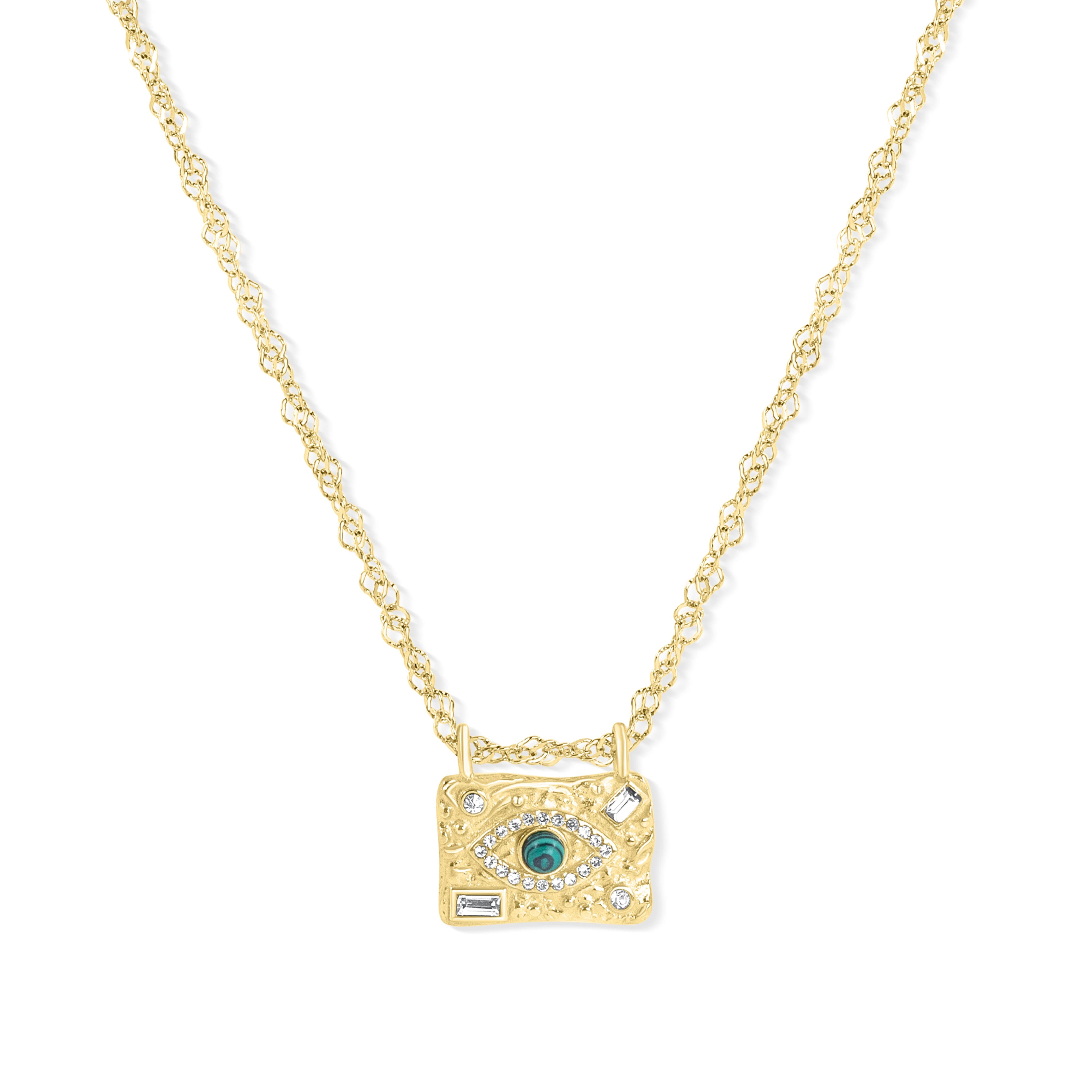 Green Rhinestone Pendant Necklace