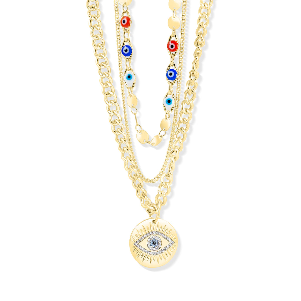 3 Layered Evil Eye Necklace