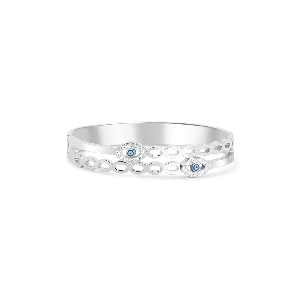 Silver Evil Eye Bangle