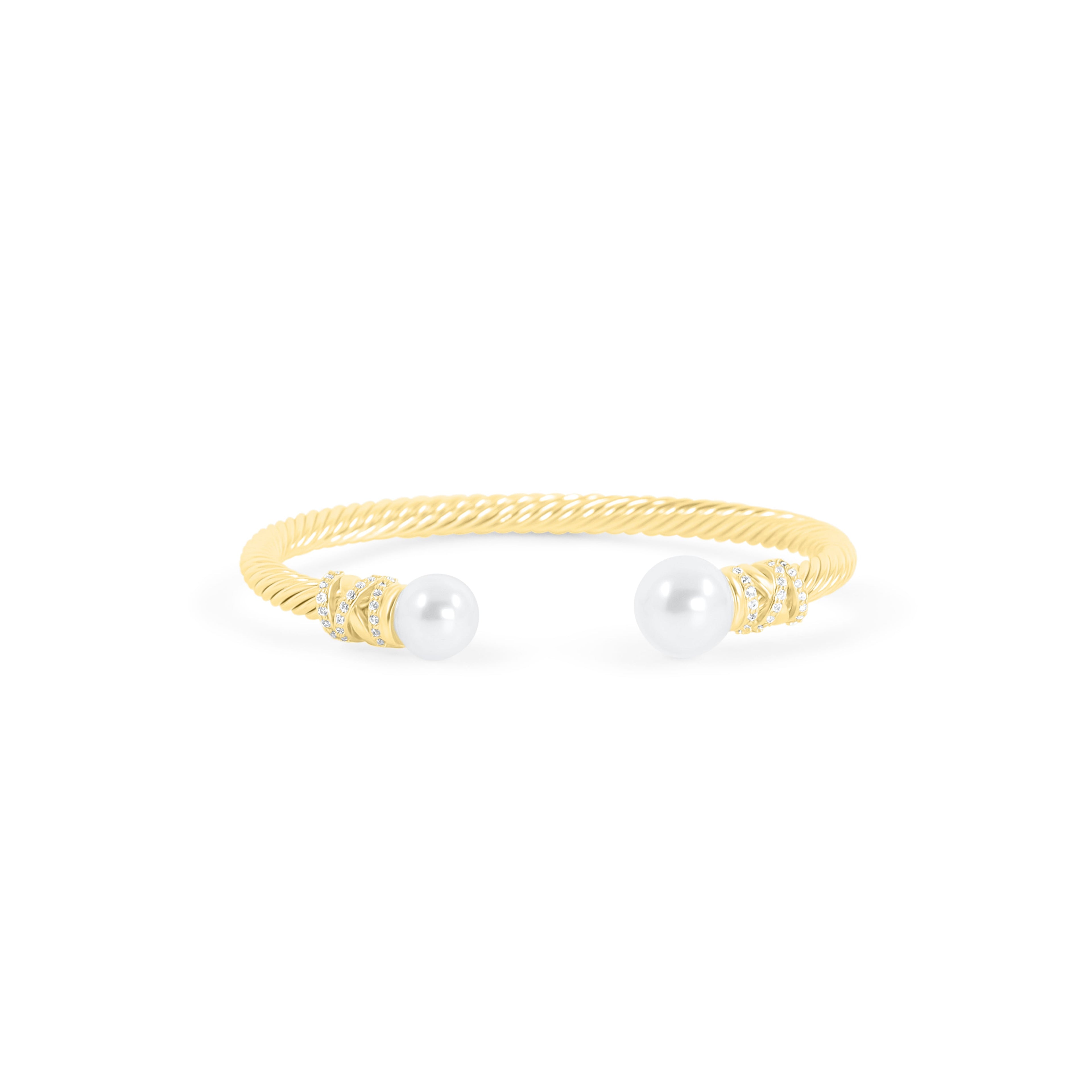 18K Gold Pearl Bangle