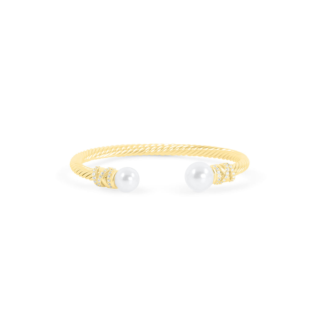 18K Gold Pearl Bangle