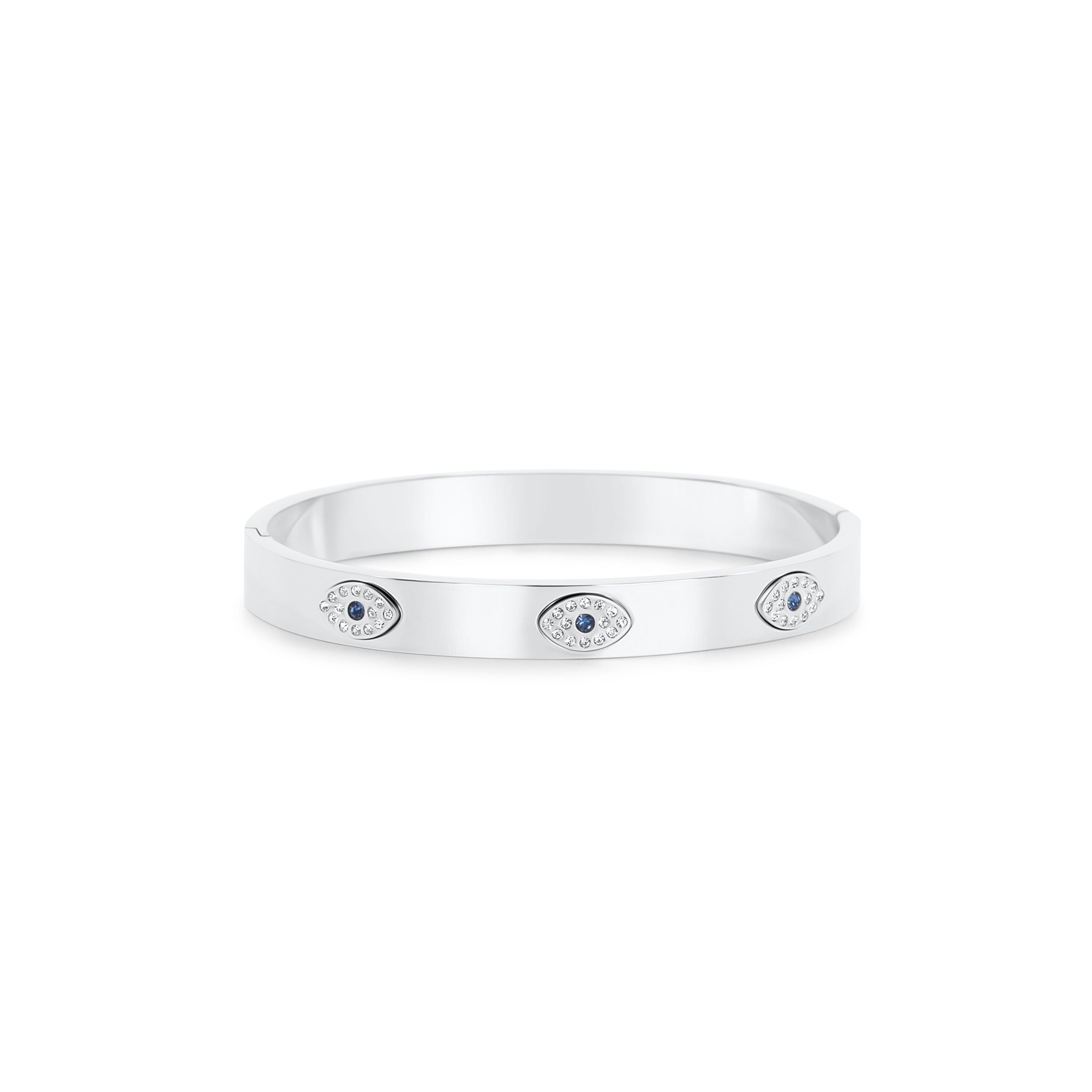 Silver Evil Eye Rhinestones Bangle