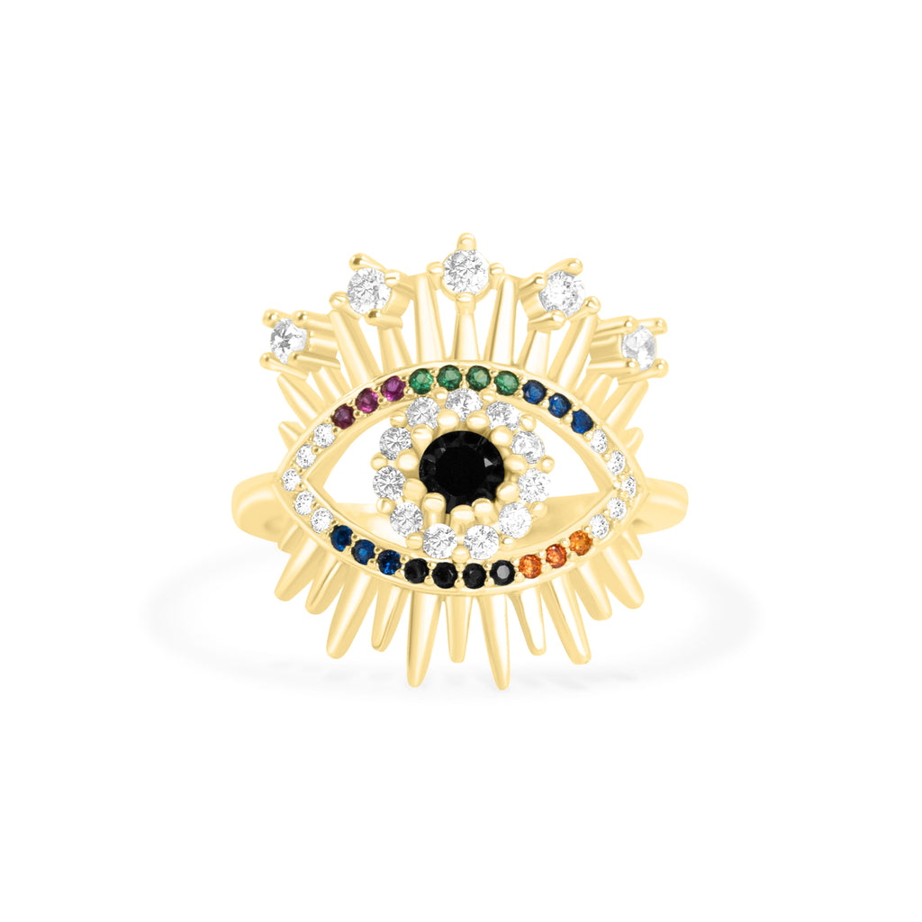 Multicolored Evil Eye Ring