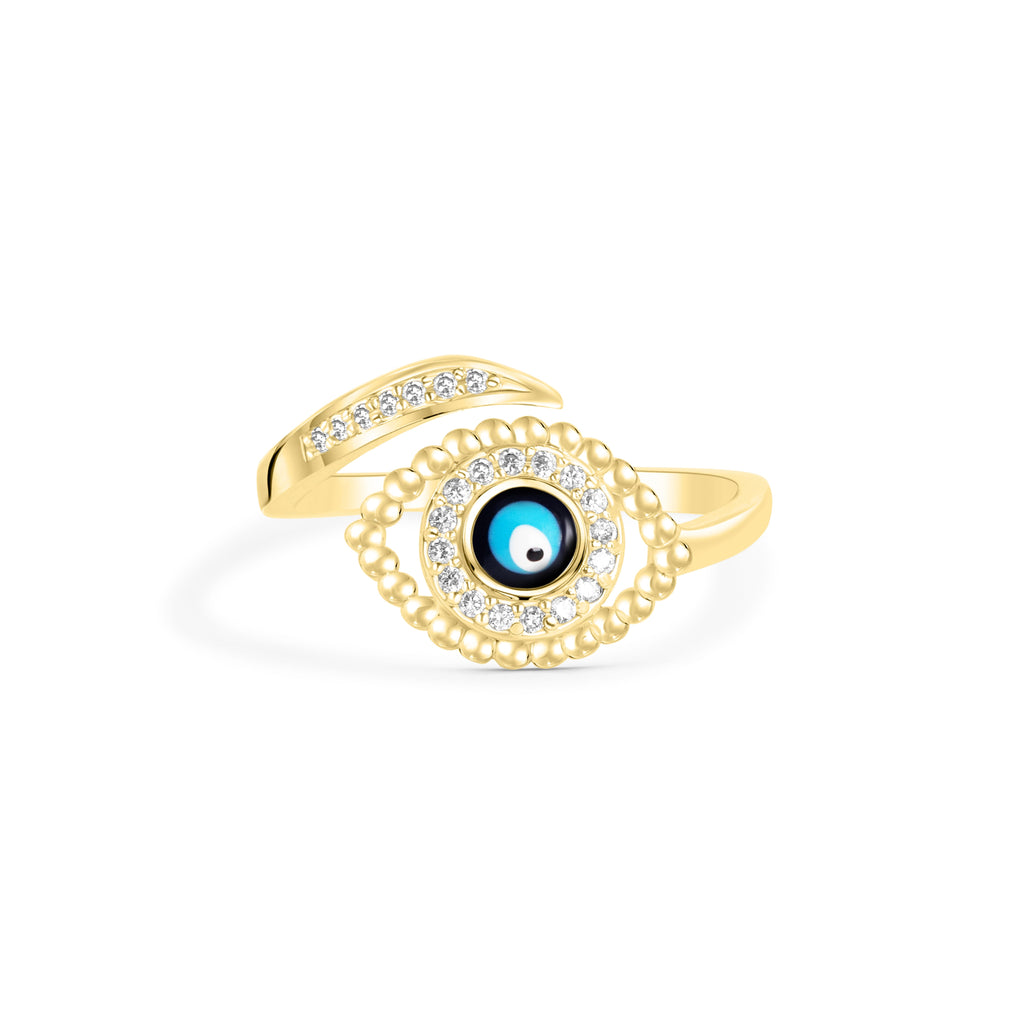 Evil Eye 14k Gold Plated Open Ring