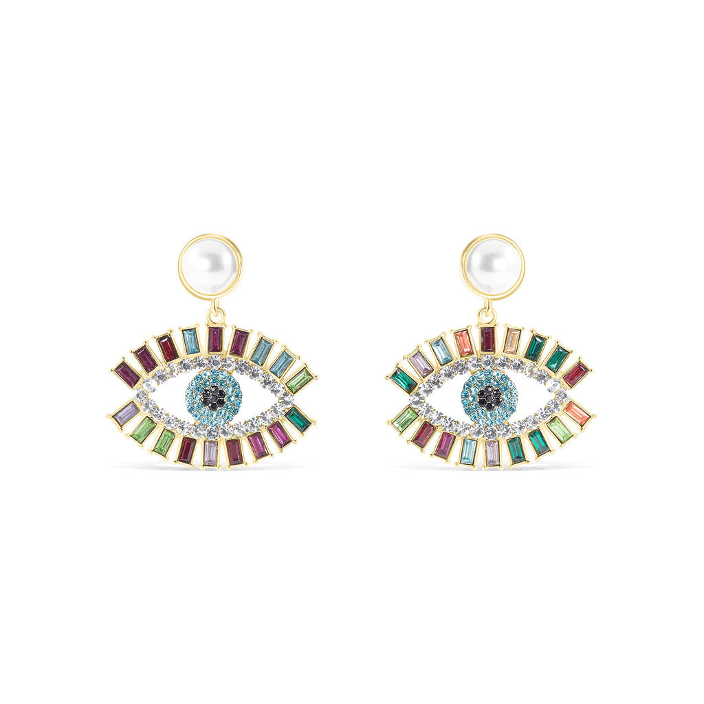 Multicolored Pearl Eye Earrings