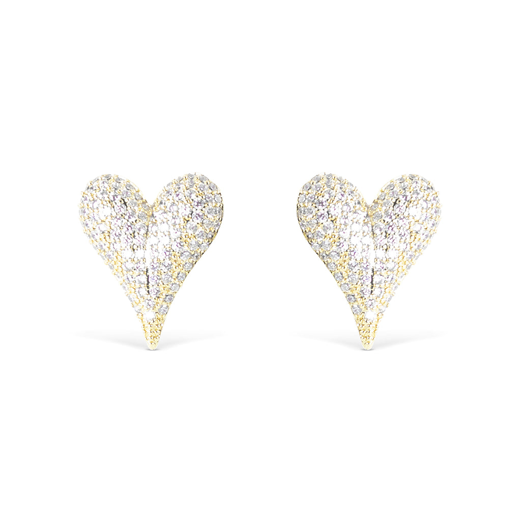 Gold Heart Shaped Ear Studs