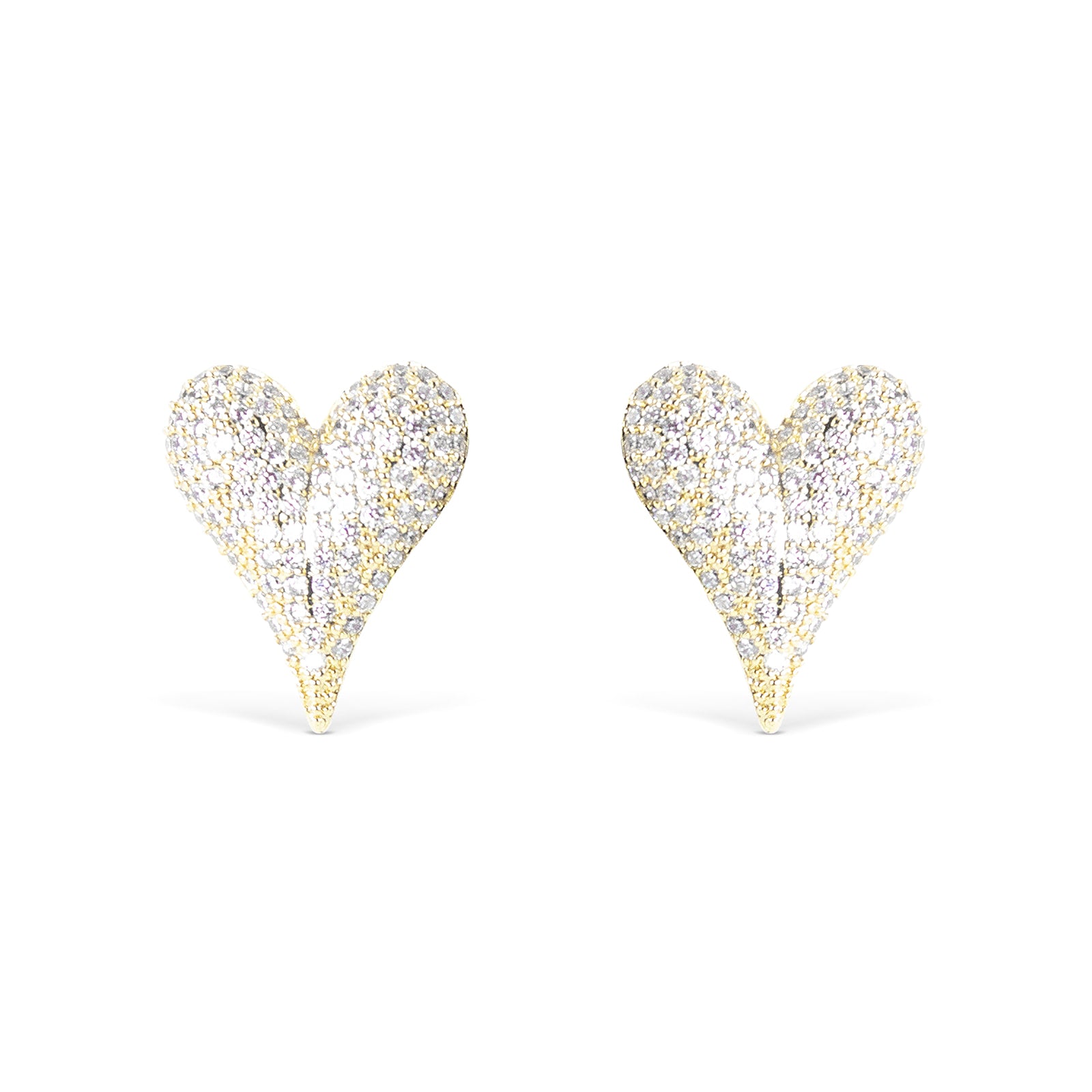 Gold Heart Shaped Ear Studs