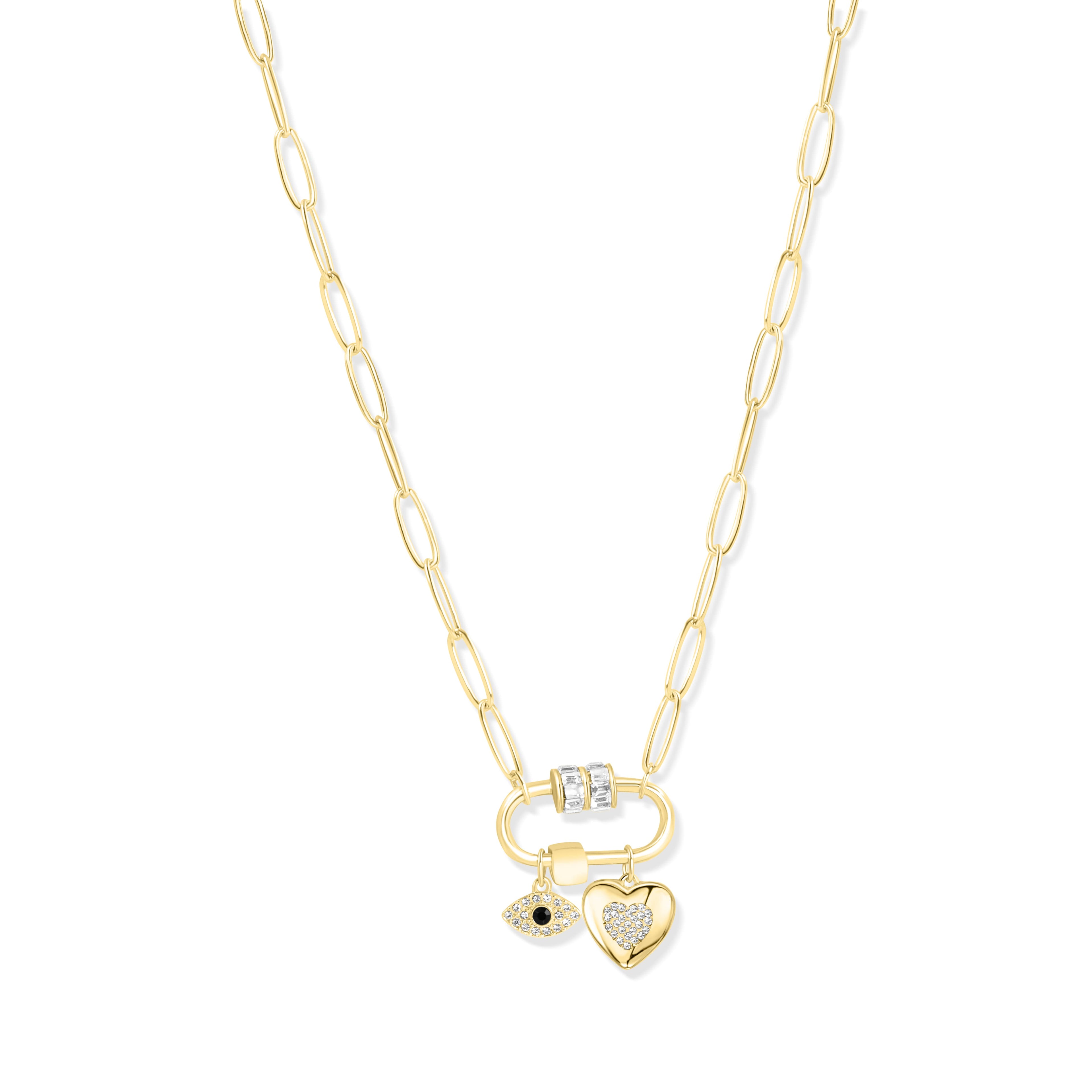 Evil Eye, Heart Charm Necklace