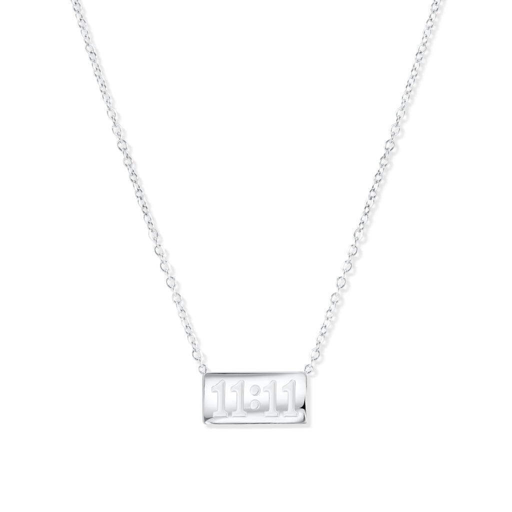 11:11 Charm Pendant Stainless Steel Necklace (Silver)