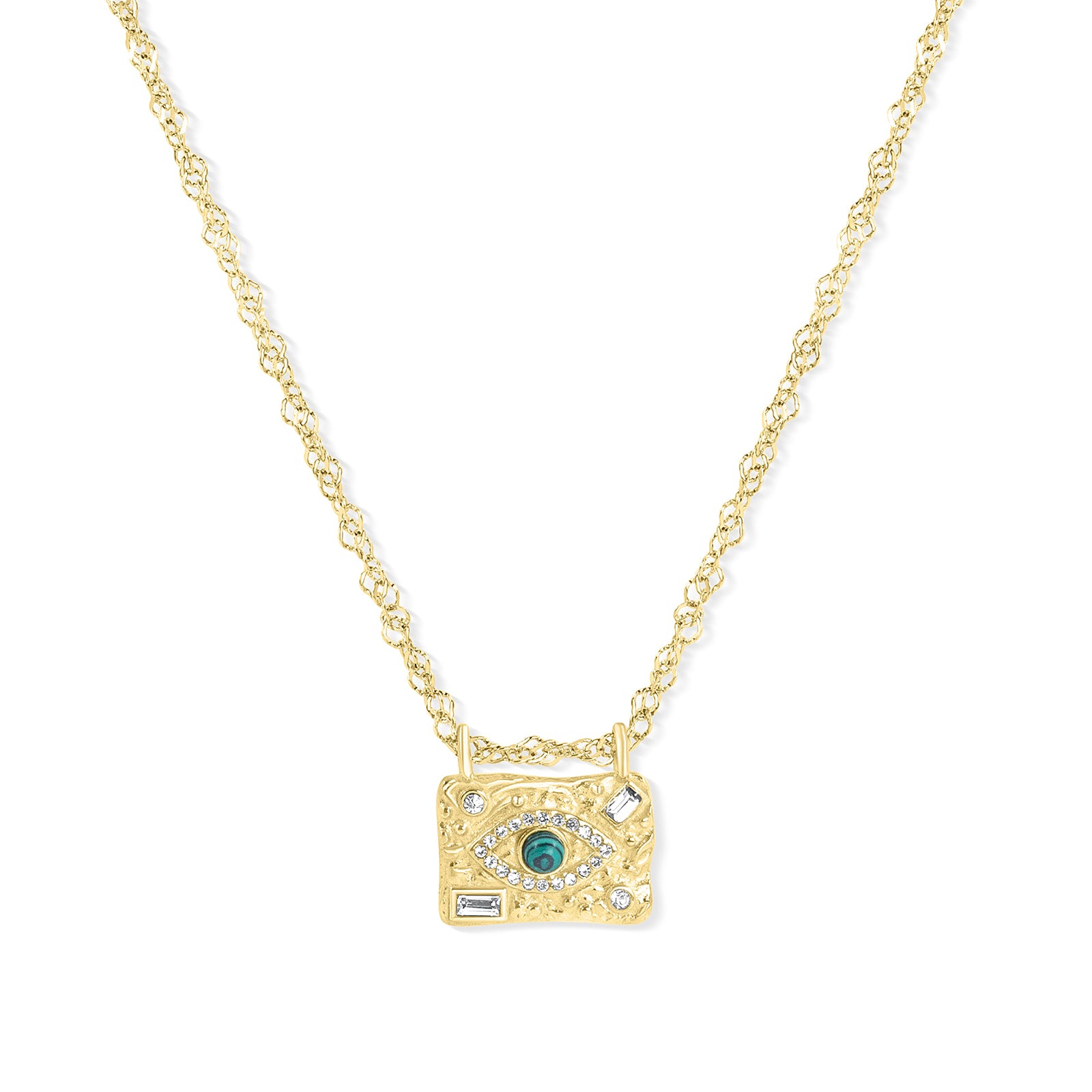 Blue Rhinestone 18k Gold Plated Necklace