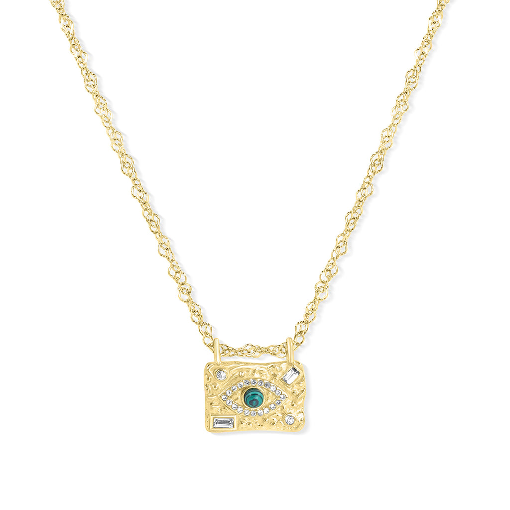 Blue Rhinestone 18k Gold Plated Necklace