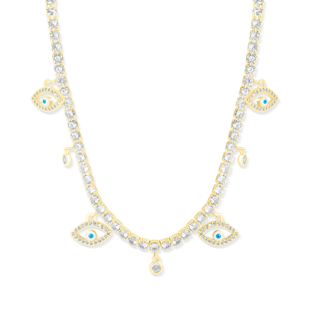 Tennis Chain Evil Eye Necklace