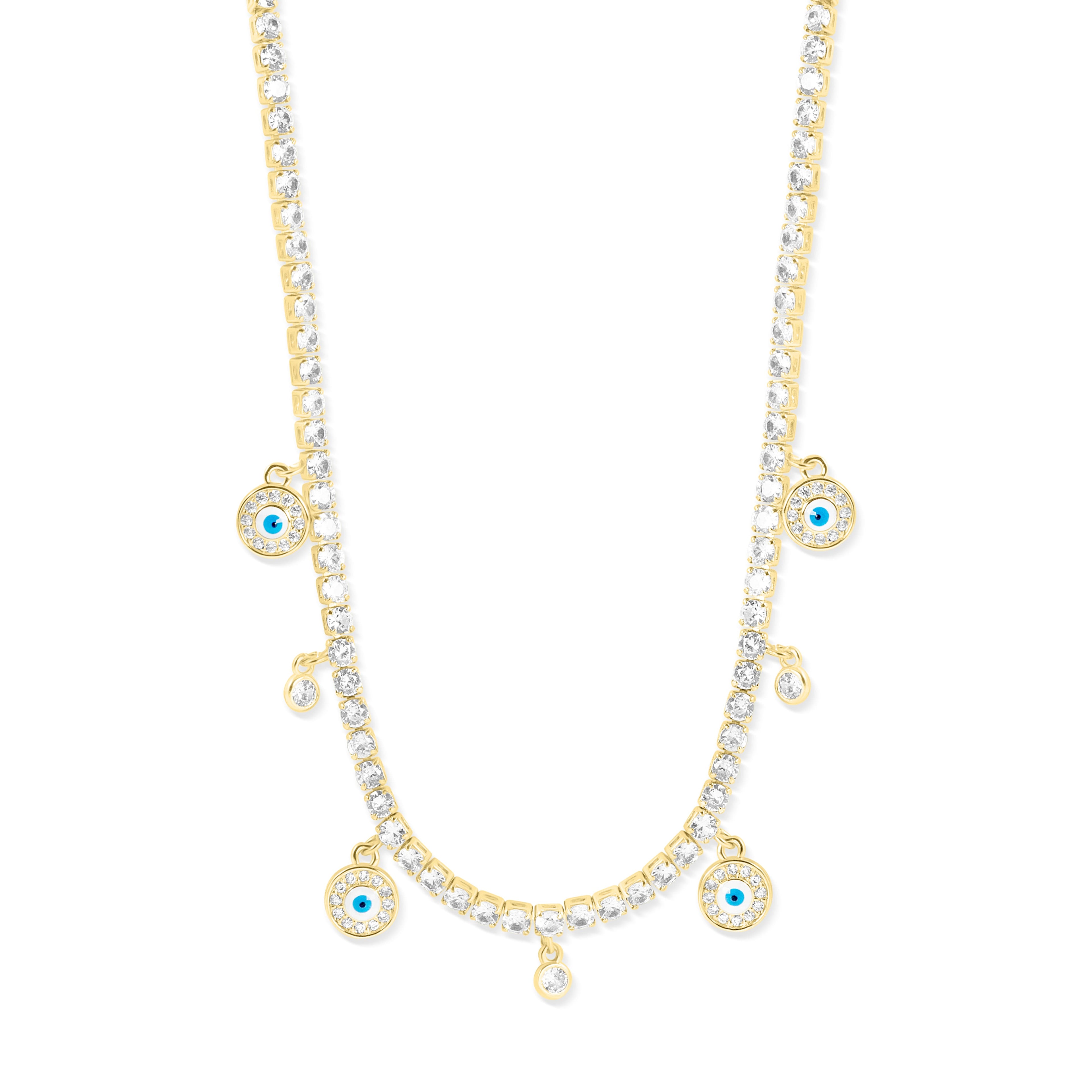 Tennis Chain Round Evil Eye Necklace