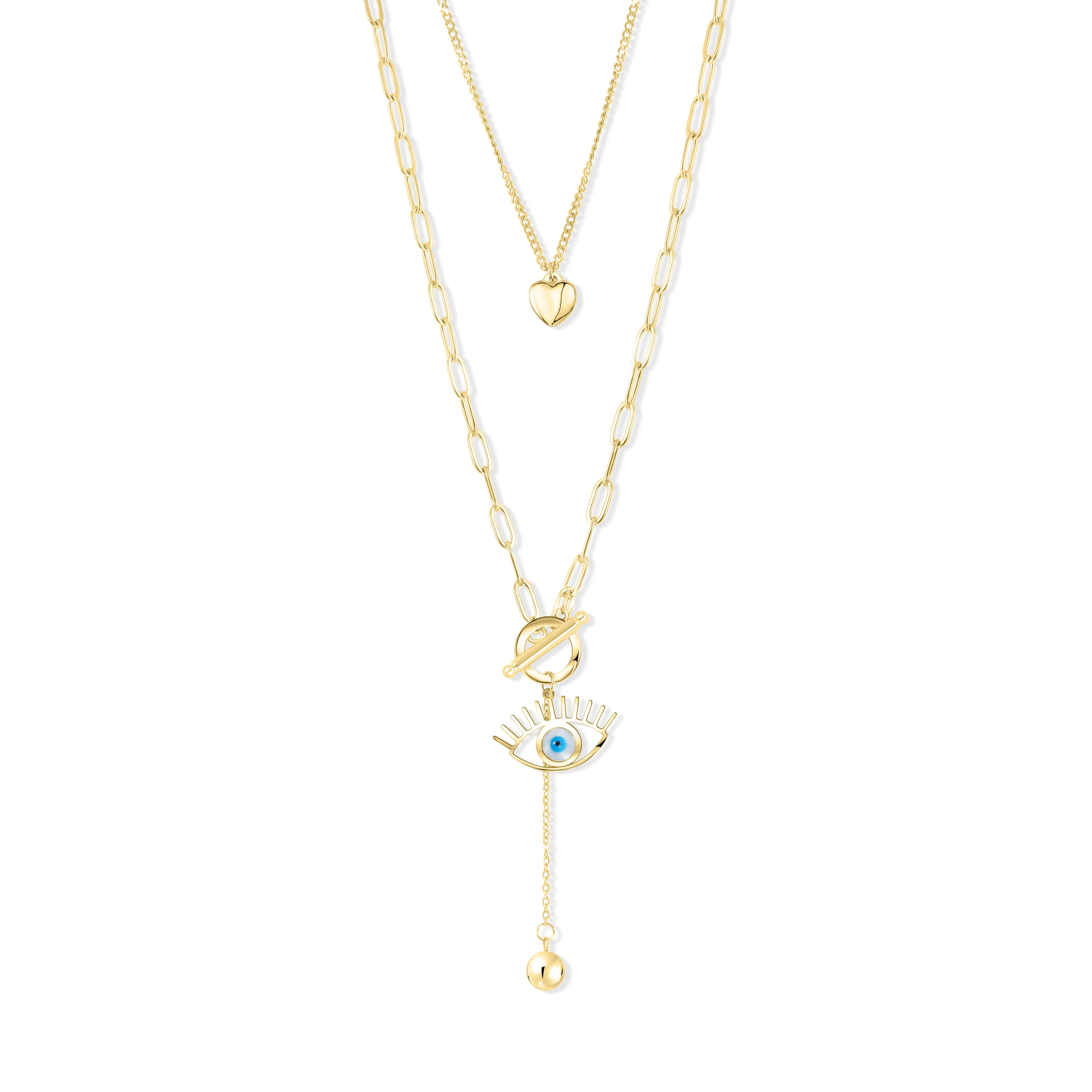 Evil Eye Heart Shape Layered Necklaces