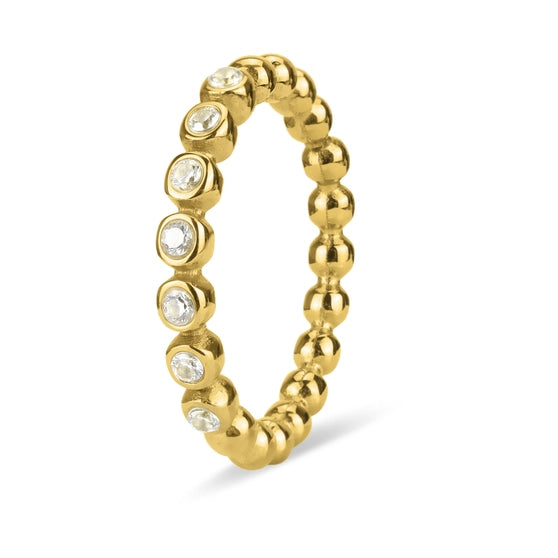 Gold Coated White Beaded Stacking Ring