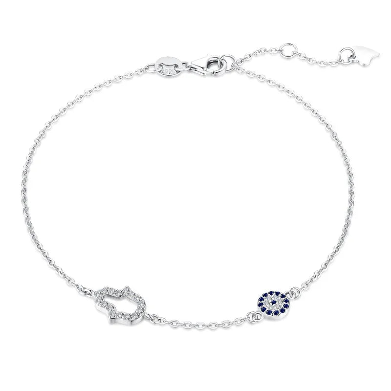 Silver Evil Eye & Hamsa Bracelet